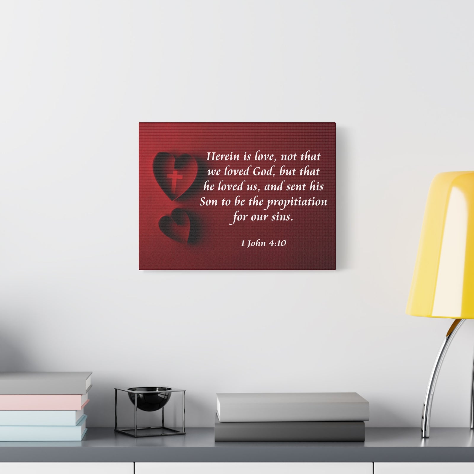 Bible Verse Canvas Herein is Love 1 John 4:10 Christian Home Décor Wall Art Scripture Ready to Hang Faith Print-Express Your Love Gifts