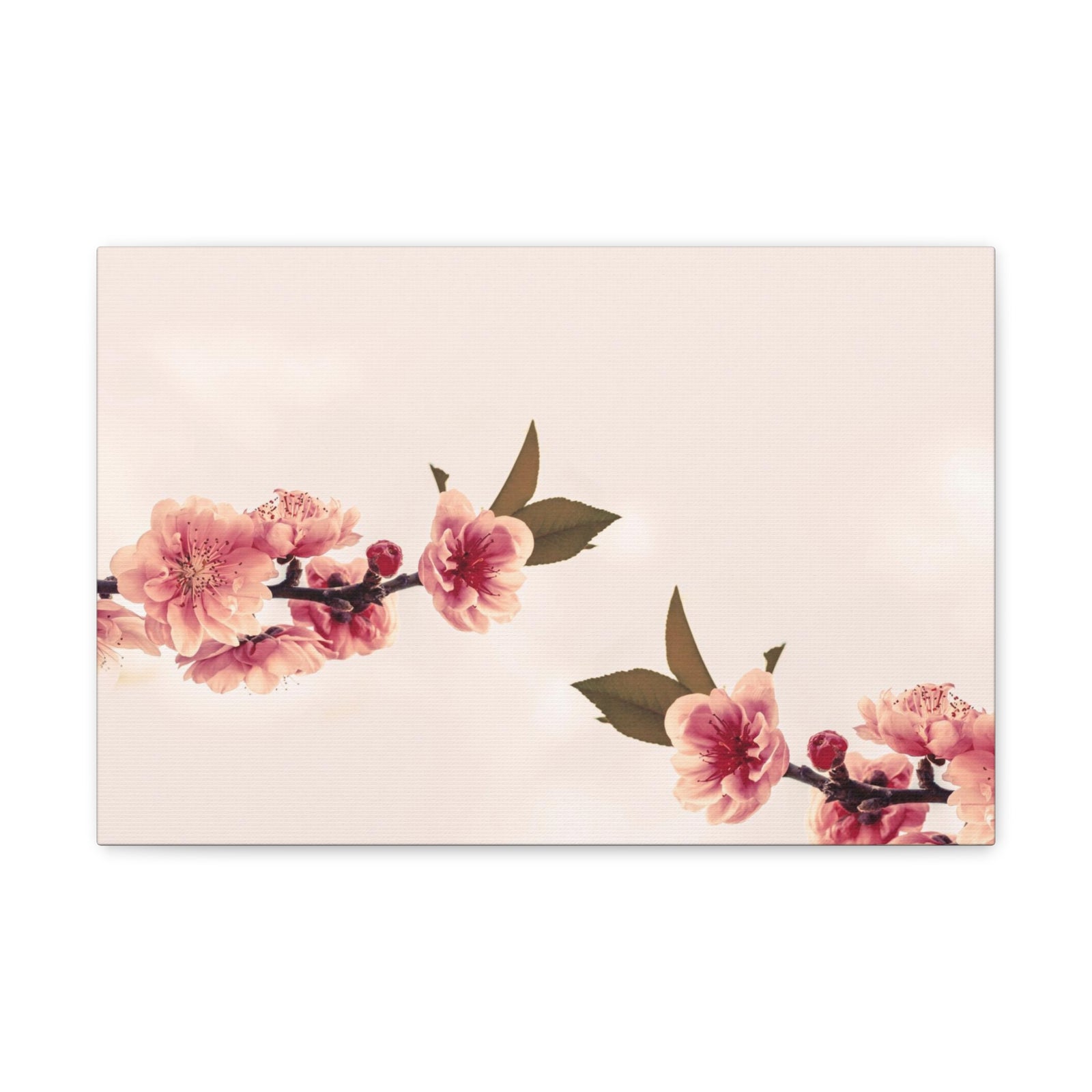 Peach Blossoms with Space Forest Floral Nature Photography Canvas Wall Art for Home Decor Ready-to-Hang-Express Your Love Gifts
