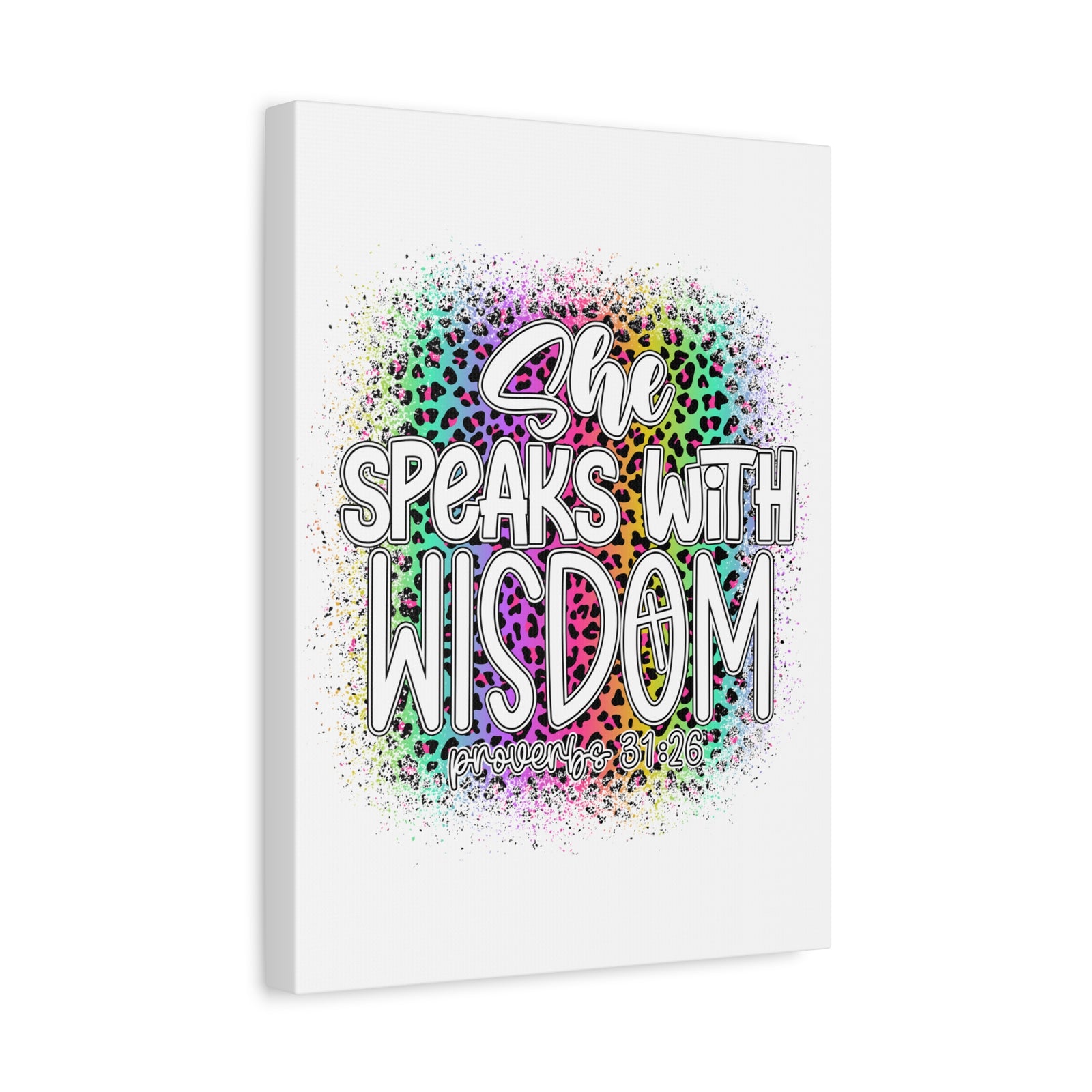 Scripture Walls Proverbs 31:26 She Speaks With Wisdom Colorful Bible Verse Canvas Christian Wall Art Ready to Hang Unframed-Express Your Love Gifts