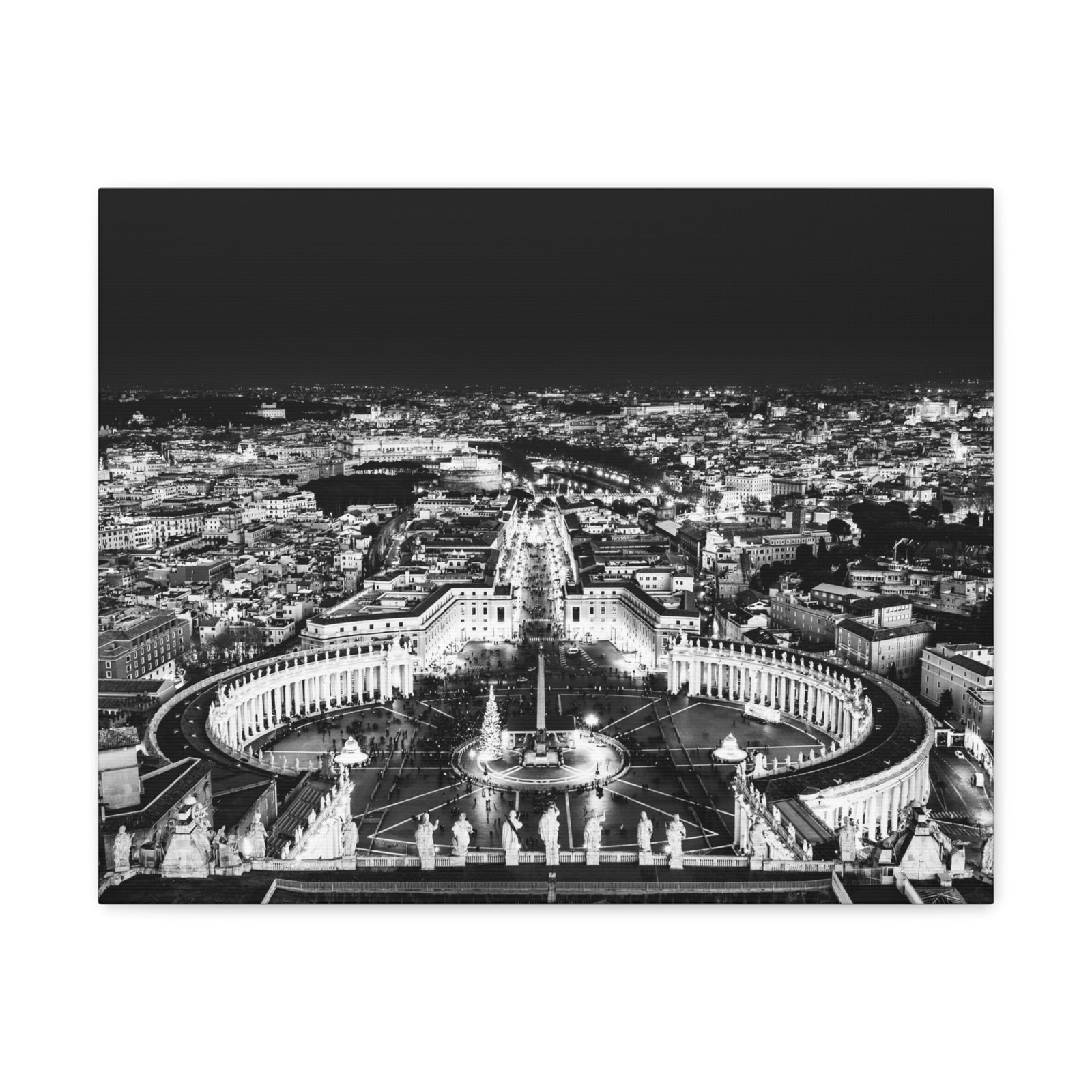Rome Black And White Skyline Canvas Artwork High-Quality Breathtaking Stunning Cityscape for Home Decor Ready to Hang-Express Your Love Gifts