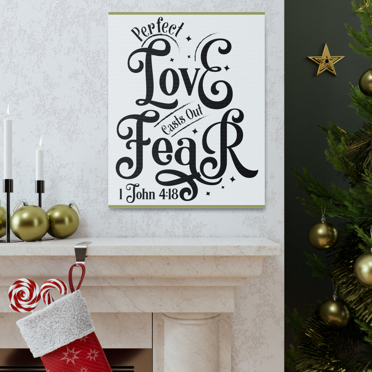 Scripture Walls Perfect Love Casts Out Fear 1 John 4:18 Bible Verse Canvas Christian Wall Art Ready To Hang-Express Your Love Gifts