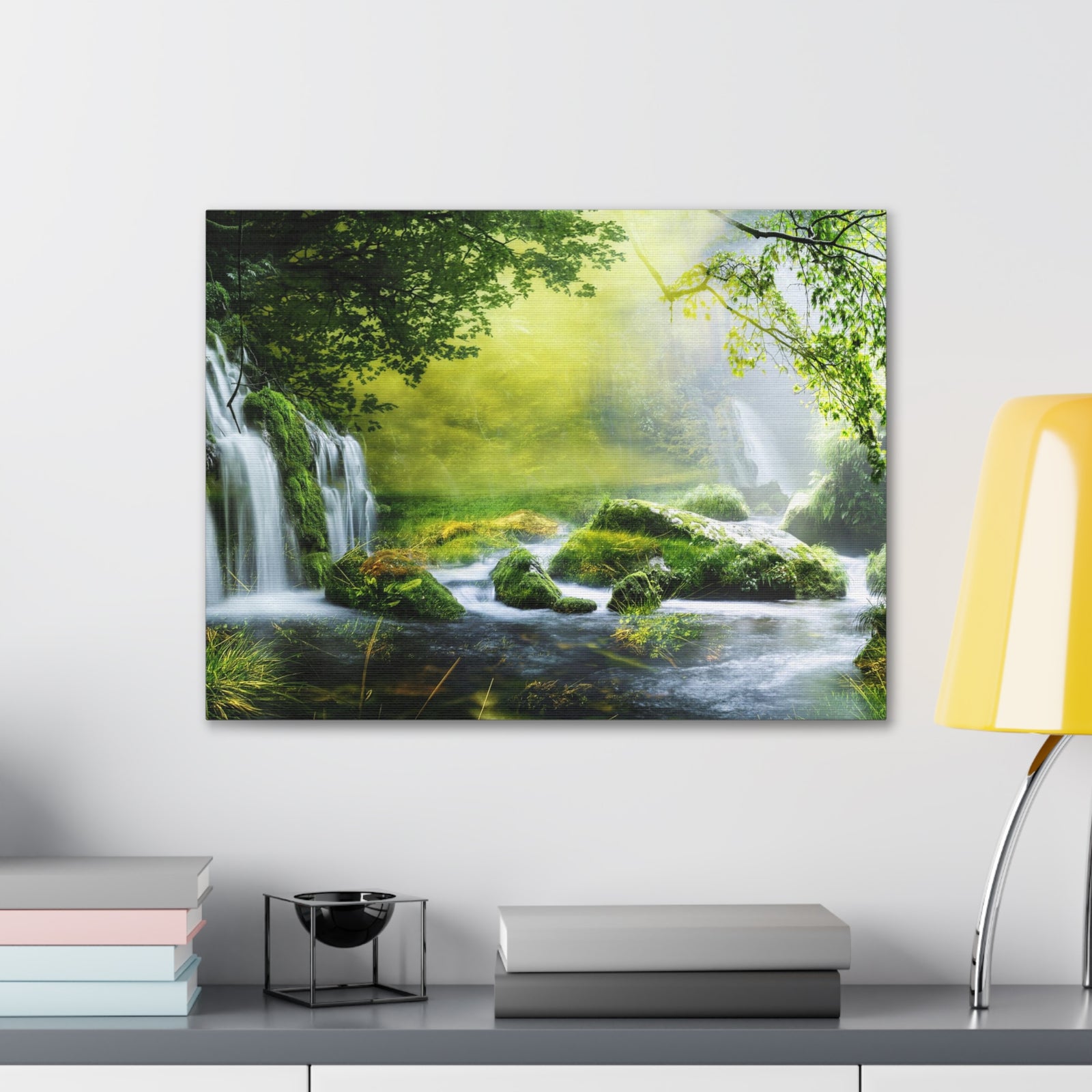 Tropical Forest Falls Nature Wilderness Photography Canvas Wall Art for Home Decor Ready-to-Hang-Express Your Love Gifts