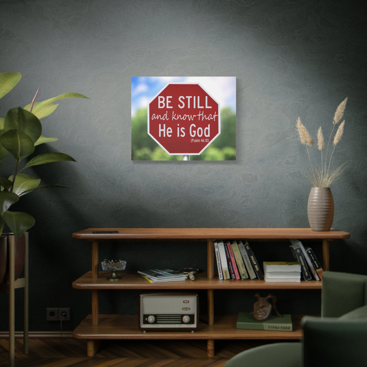 Scripture Canvas He Is God Psalm 46:10 Christian Wall Art Bible Verse Print Ready to Hang-Express Your Love Gifts