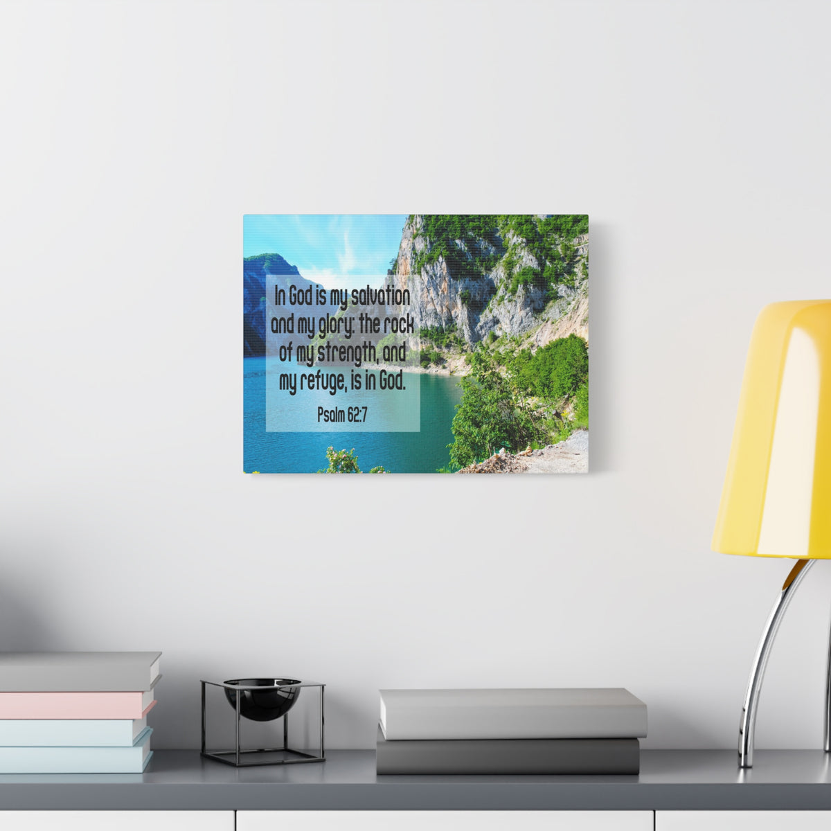 Scripture Canvas In God is My Salvation Psalm 62:7 Christian Wall Art Bible Verse Print Ready to Hang-Express Your Love Gifts