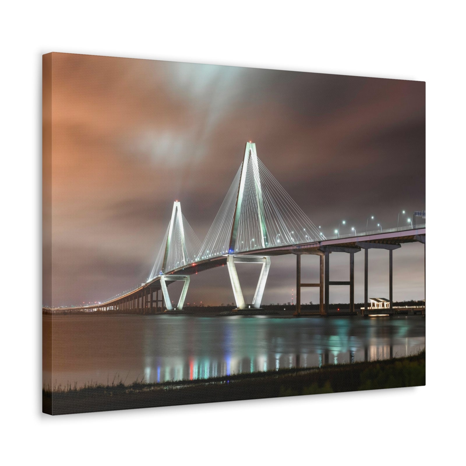 River Bridge Charleston South Carolina Nature Wilderness Photography Canvas Wall Art for Home Decor Ready-to-Hang-Express Your Love Gifts