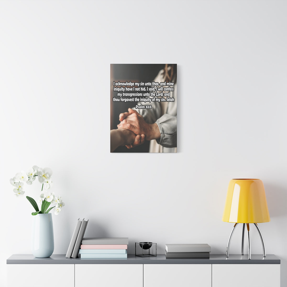 Bible Verse Canvas I Acknowledge My Sin Psalm 32:5 Christian Home Decor Scripture Art-Express Your Love Gifts