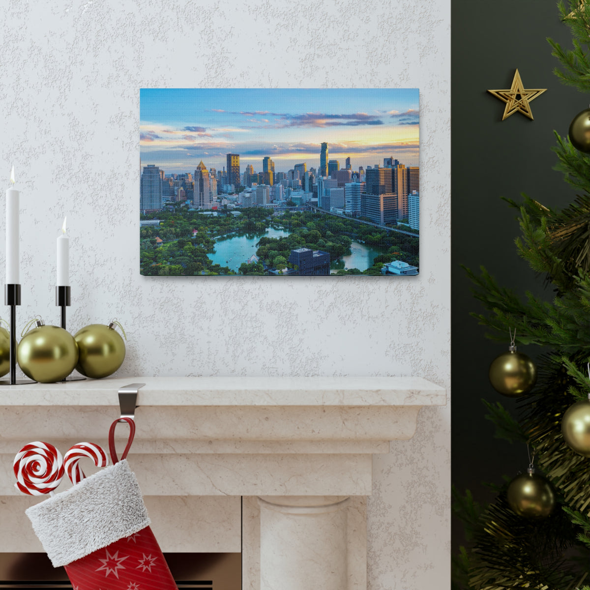 Bangkok Daytime Skyline Canvas Artwork High-Quality Breathtaking Stunning Cityscape for Home Decor Ready to Hang-Express Your Love Gifts