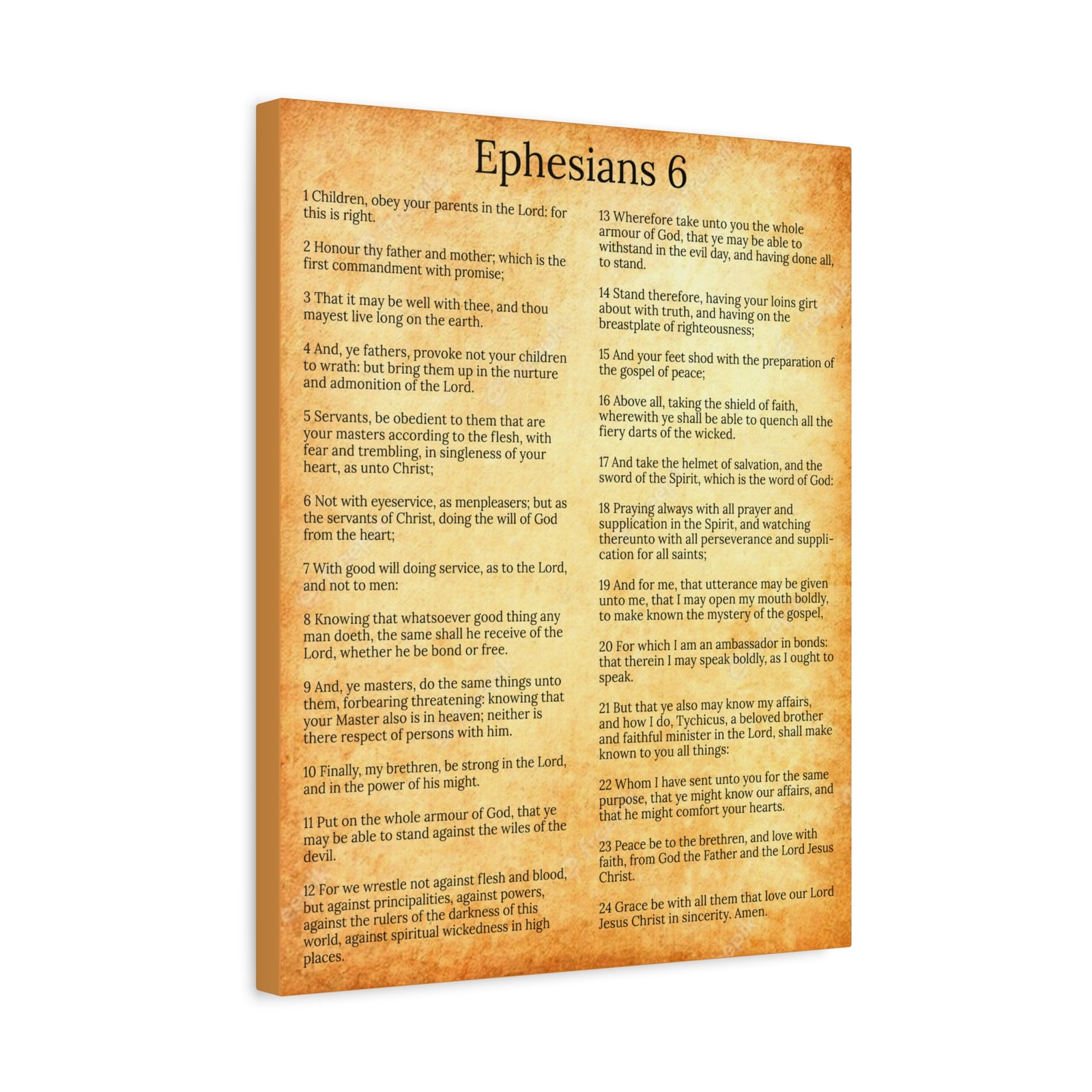 Scripture Walls Ephesians 6 Chapter Gold Protection of the Believer Christian Wall Art Print Ready to Hang Unframed-Express Your Love Gifts