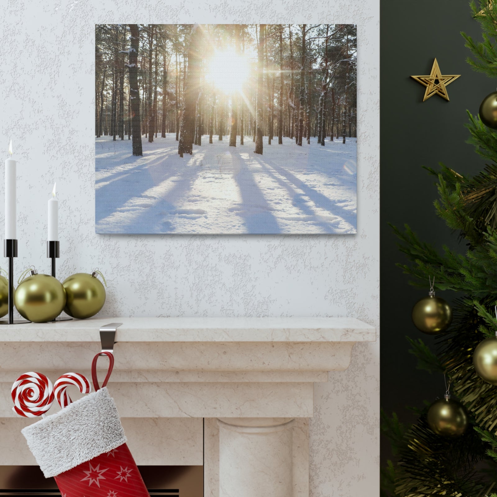 Tree Forest Covered In Snow Nature Wilderness Photography Canvas Wall Art for Home Decor Ready-to-Hang-Express Your Love Gifts