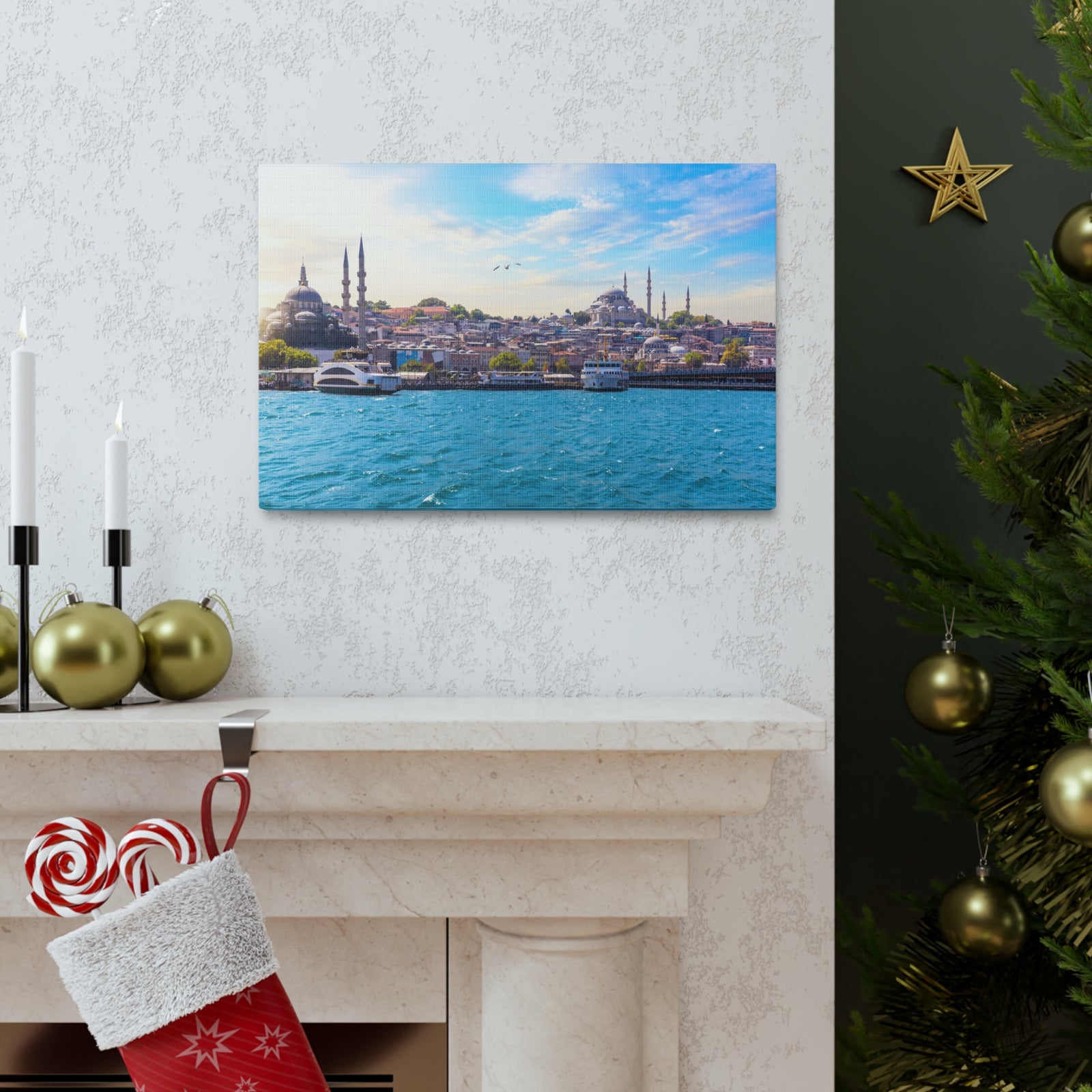 Istanbul Daytime Skyline Canvas Artwork High-Quality Breathtaking Stunning Cityscape for Home Decor Ready to Hang-Express Your Love Gifts