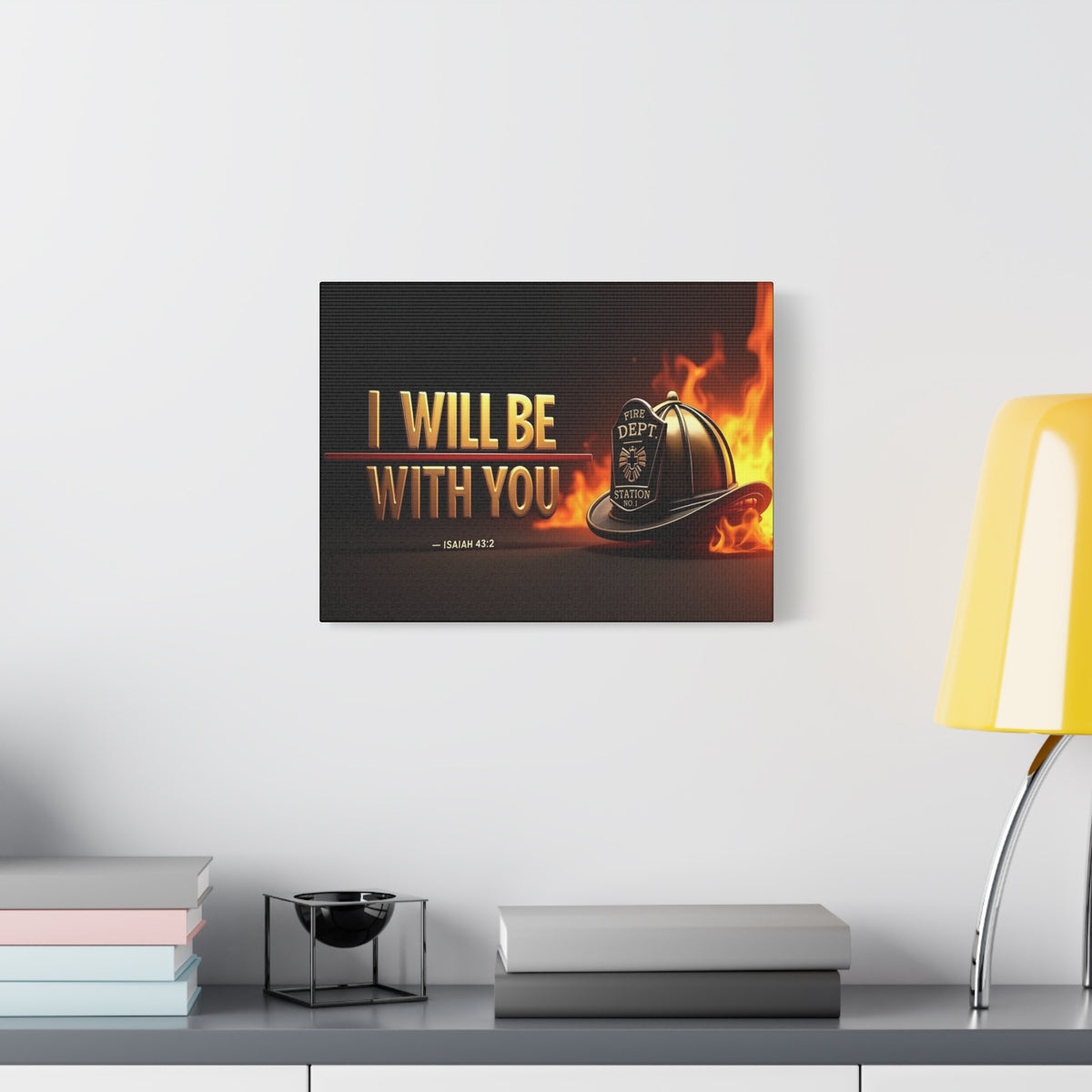 Scripture Walls Isaiah 43:2 Firefighter I Will Be With You Bible Verse Canvas Christian Wall Art Ready to Hang Unframed-Express Your Love Gifts