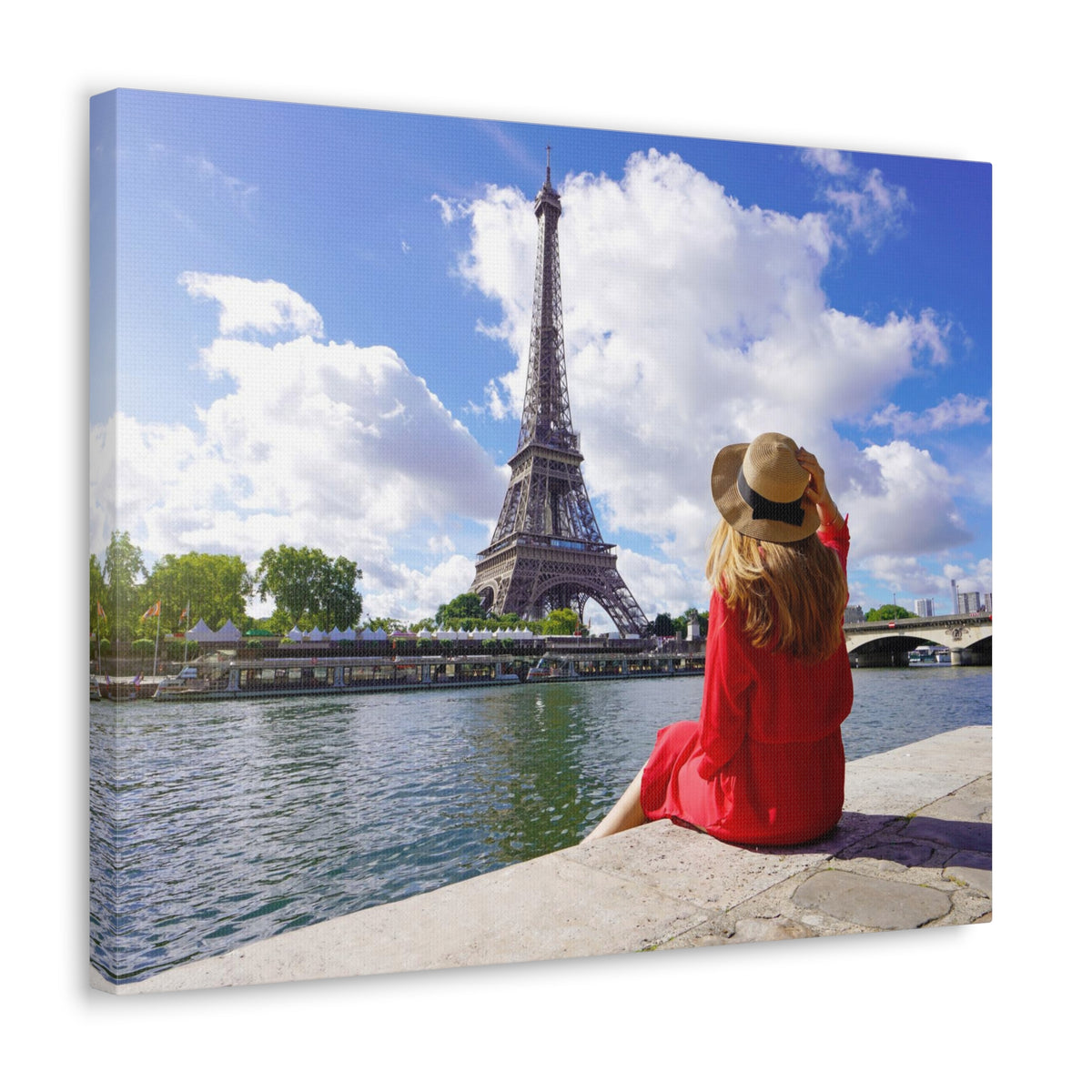 Eiffel Tower Sunrise Seine River Paris Skyline Canvas Artwork High-Quality Breathtaking Stunning Cityscape for Home Decor Ready to Hang-Express Your Love Gifts