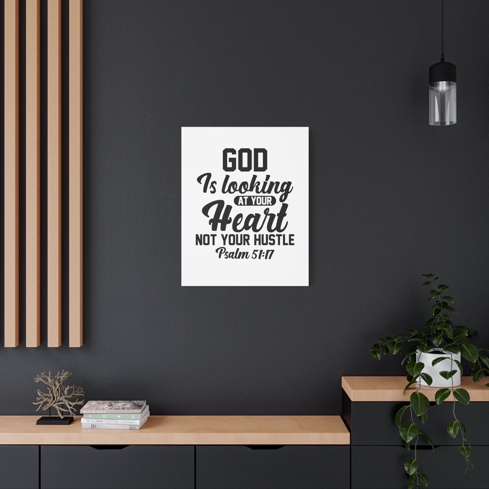 Scripture Walls Psalm 51:17 God is Looking at Your Heart Bible Verse Canvas Christian Wall Art Ready to Hang Unframed-Express Your Love Gifts