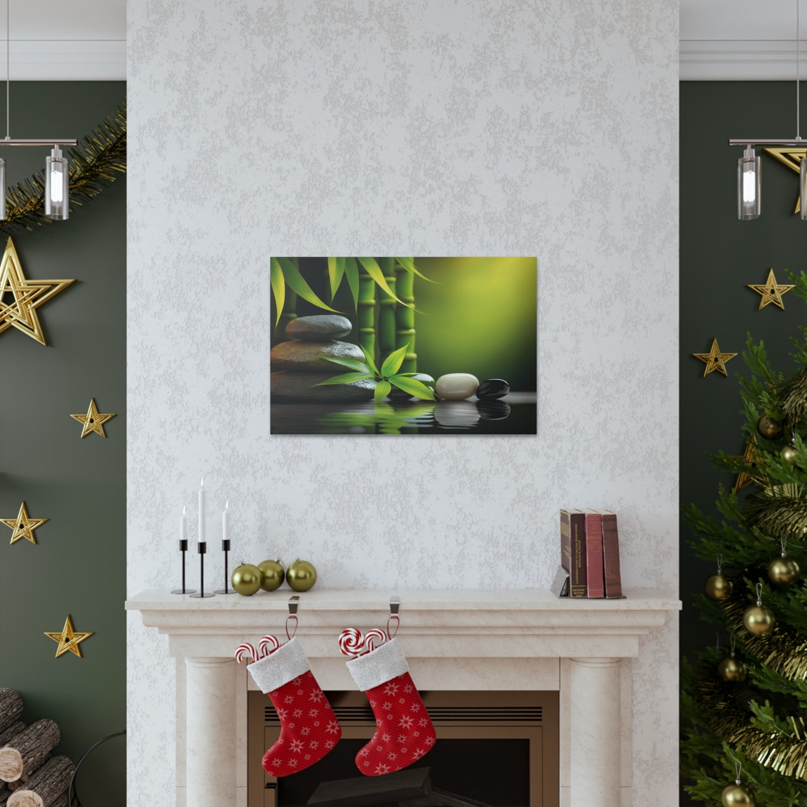 Spa Background with Stones Forest Floral Nature Photography Canvas Wall Art for Home Decor Ready-to-Hang-Express Your Love Gifts