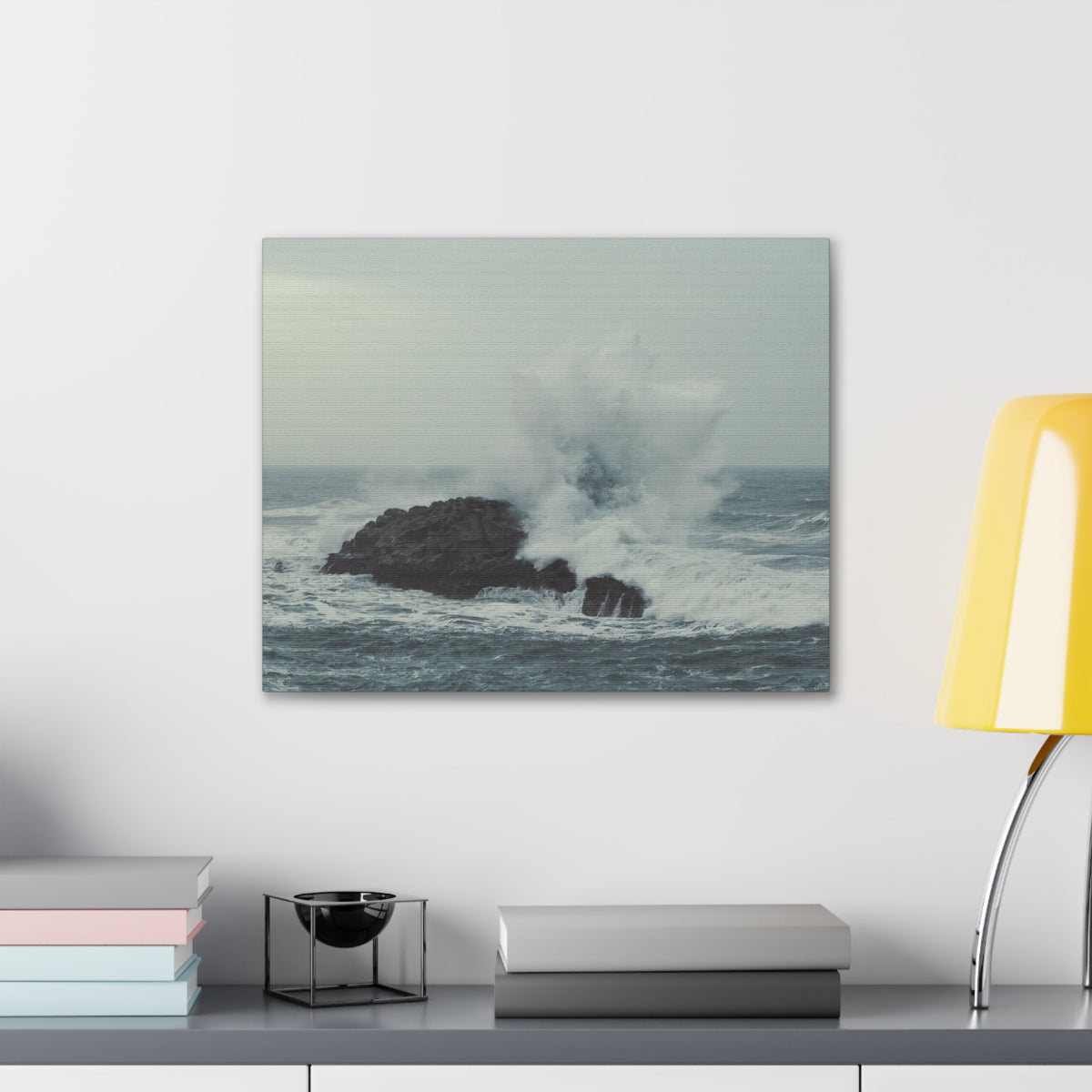 Splashing Water Rock Ocean Landscape Ocean Canvas Wall Art for Home Decor Ready-to-Hang-Express Your Love Gifts