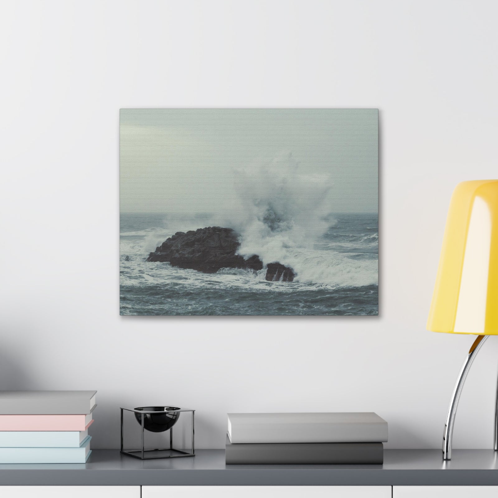Splashing Water Rock Ocean Landscape Ocean Canvas Wall Art for Home Decor Ready-to-Hang-Express Your Love Gifts