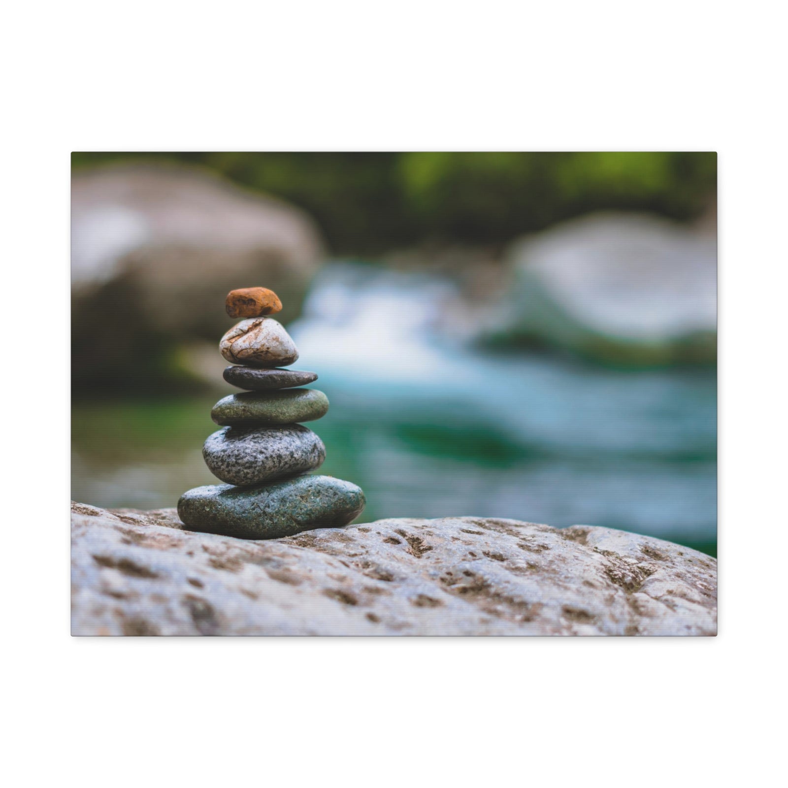 Rocks Stacked in Balance Forest Floral Nature Photography Canvas Wall Art for Home Decor Ready-to-Hang-Express Your Love Gifts
