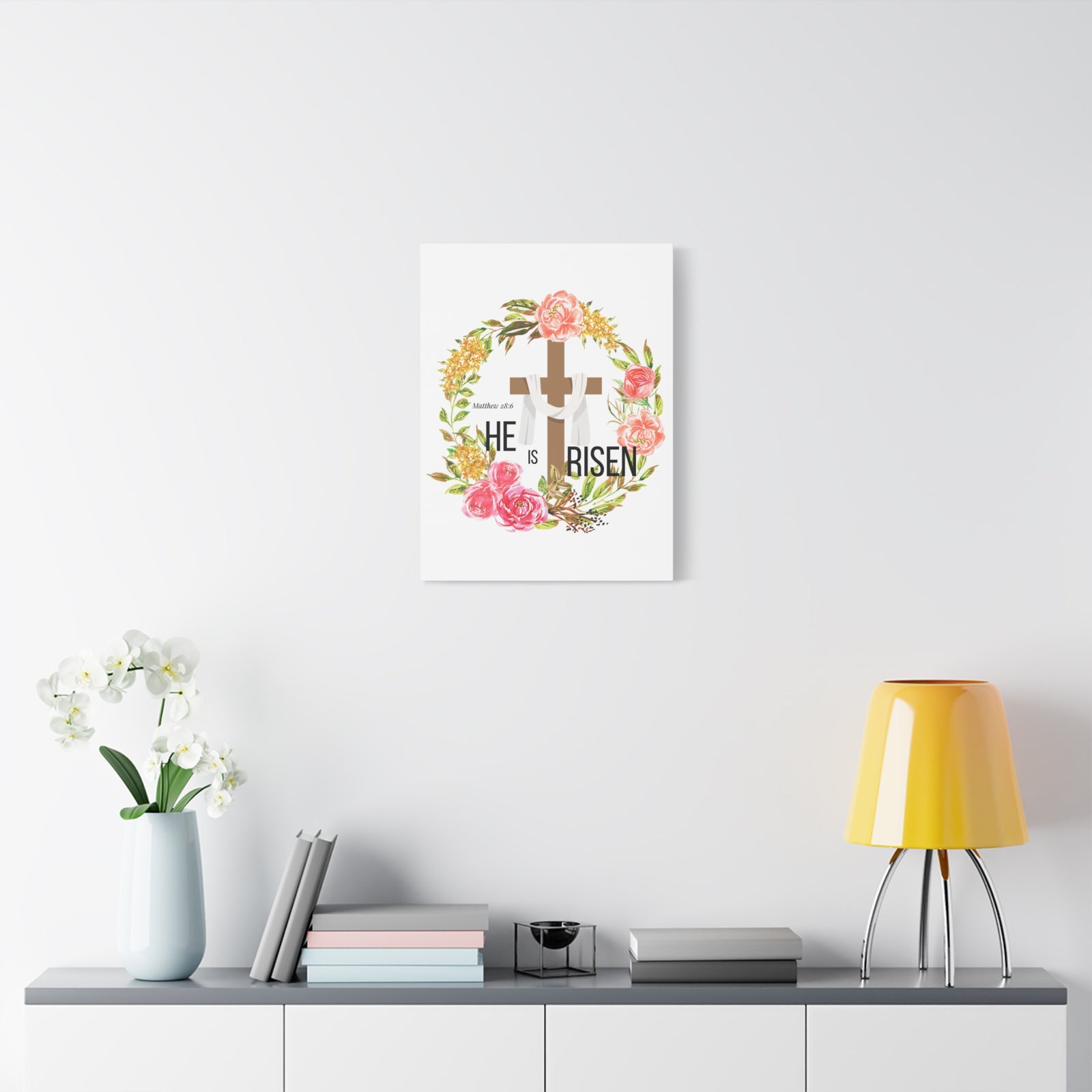 Scripture Walls Matthew 28:6 He Is Risen Bible Verse Canvas Christian Wall Art Ready to Hang Unframed-Express Your Love Gifts