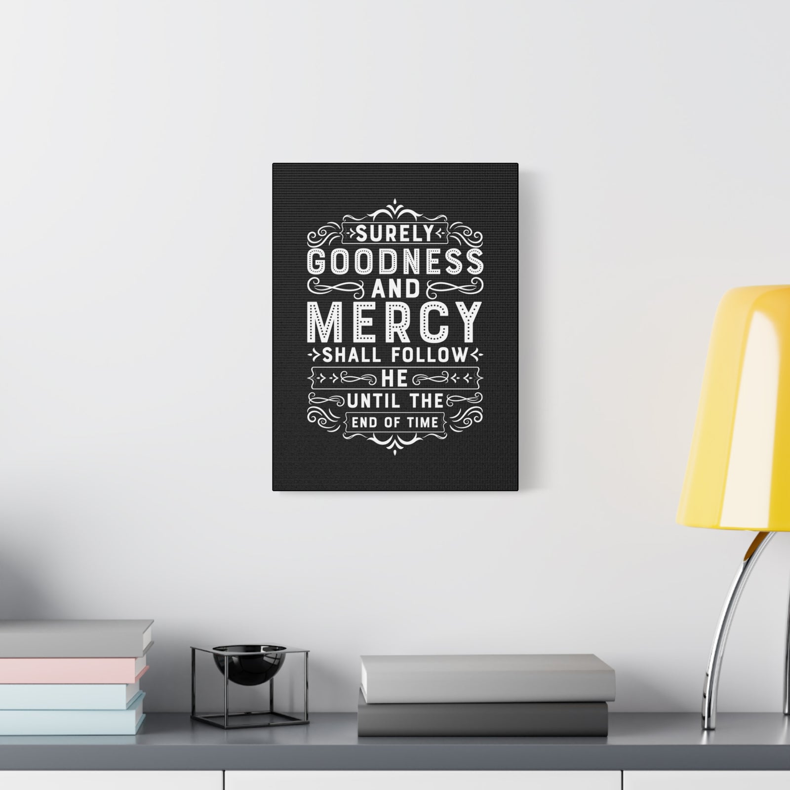Scripture Canvas Goodness And Mercy Psalms 23:6 Christian Wall Art Bible Verse Print Ready to Hang-Express Your Love Gifts