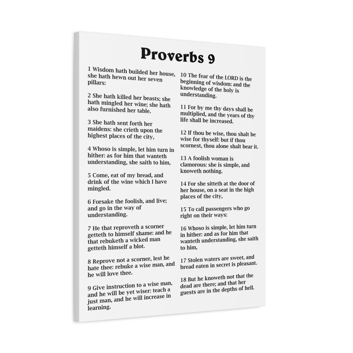 Scripture Walls Proverbs Chapter 9 White Bible Canvas Christian Wall Art Ready to Hang Unframed-Express Your Love Gifts