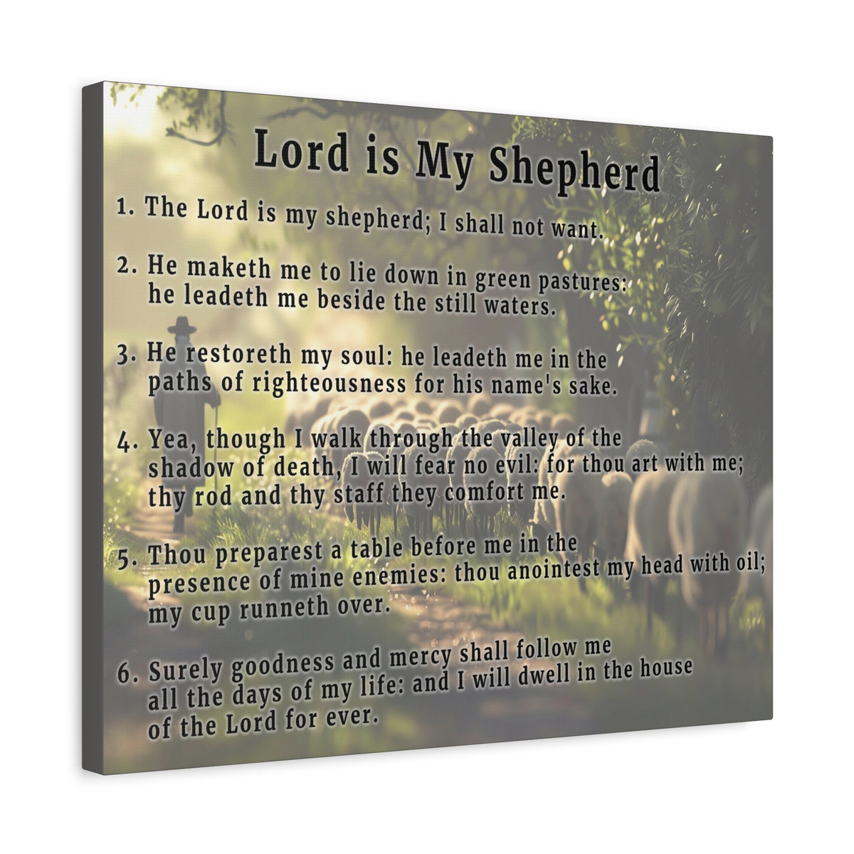 Scripture Walls Lord is My Shepherd Psalm 23 Green Bible Verse Canvas Christian Wall Art Ready to Hang Unframed-Express Your Love Gifts