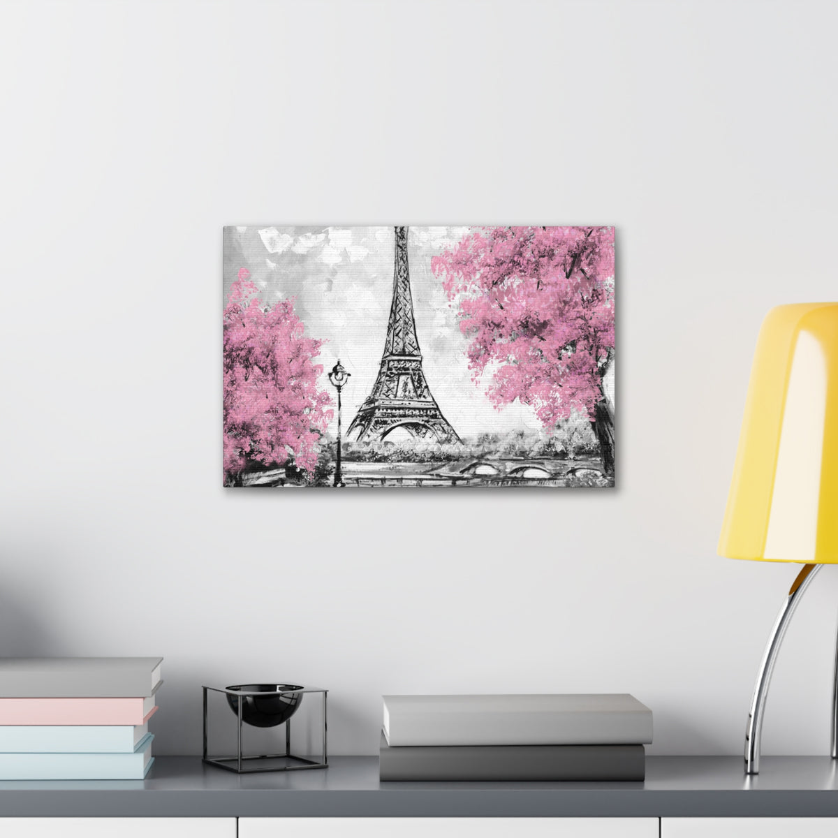 Eiffel Tower Pink Tree France Canvas Artwork High-Quality Breathtaking French City for Home Decor Ready to Hang-Express Your Love Gifts