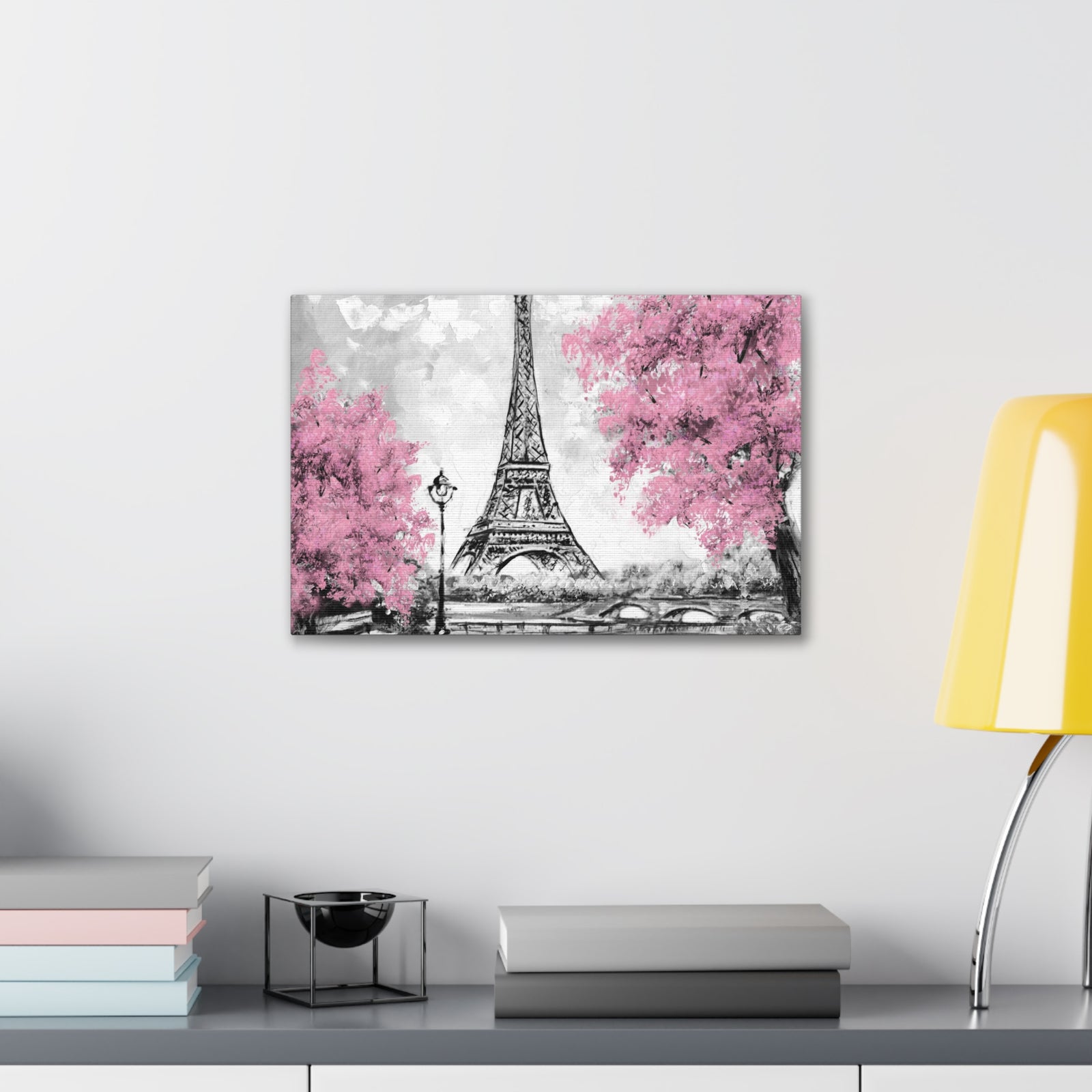 Eiffel Tower Pink Tree France Canvas Artwork High-Quality Breathtaking French City for Home Decor Ready to Hang-Express Your Love Gifts