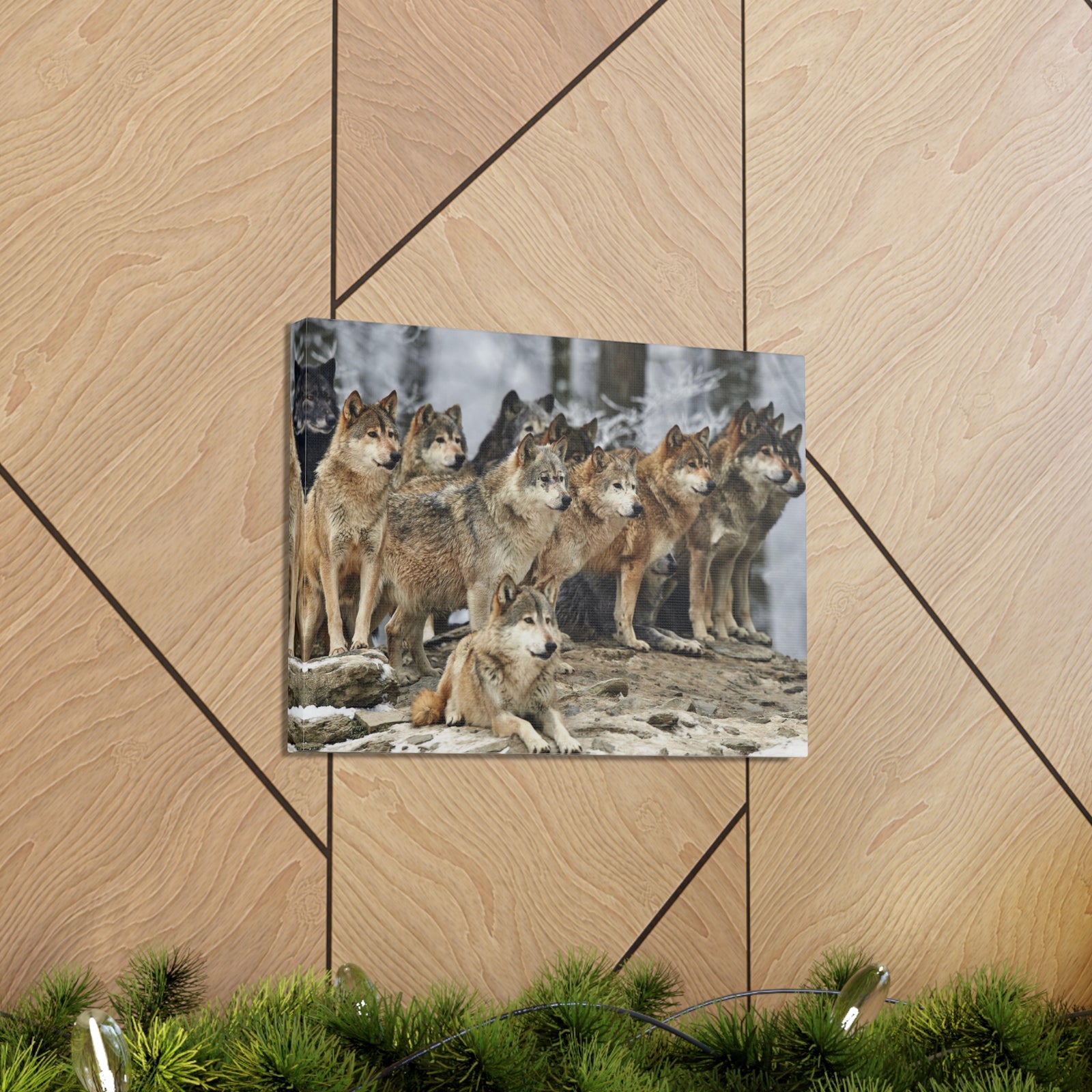 Wolf Pack Ready To Hang Stretched Canvas Wall Art-Express Your Love Gifts