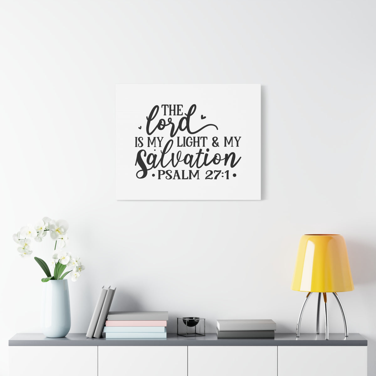 Scripture Canvas Light & My Salvation Psalm 27:1 Christian Wall Art Bible Verse Print Ready to Hang-Express Your Love Gifts