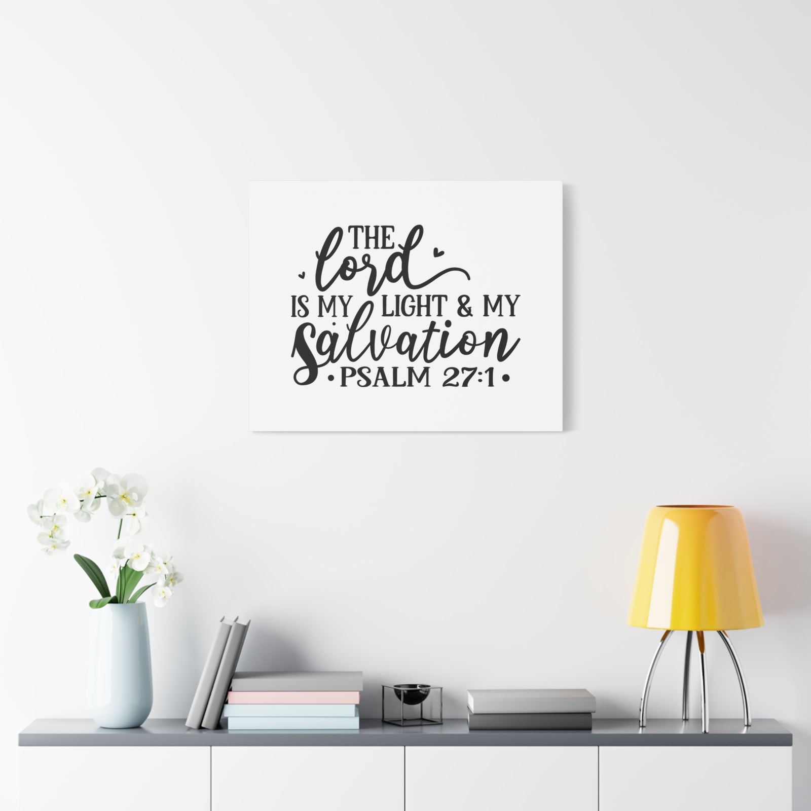 Scripture Canvas Light & My Salvation Psalm 27:1 Christian Wall Art Bible Verse Print Ready to Hang-Express Your Love Gifts