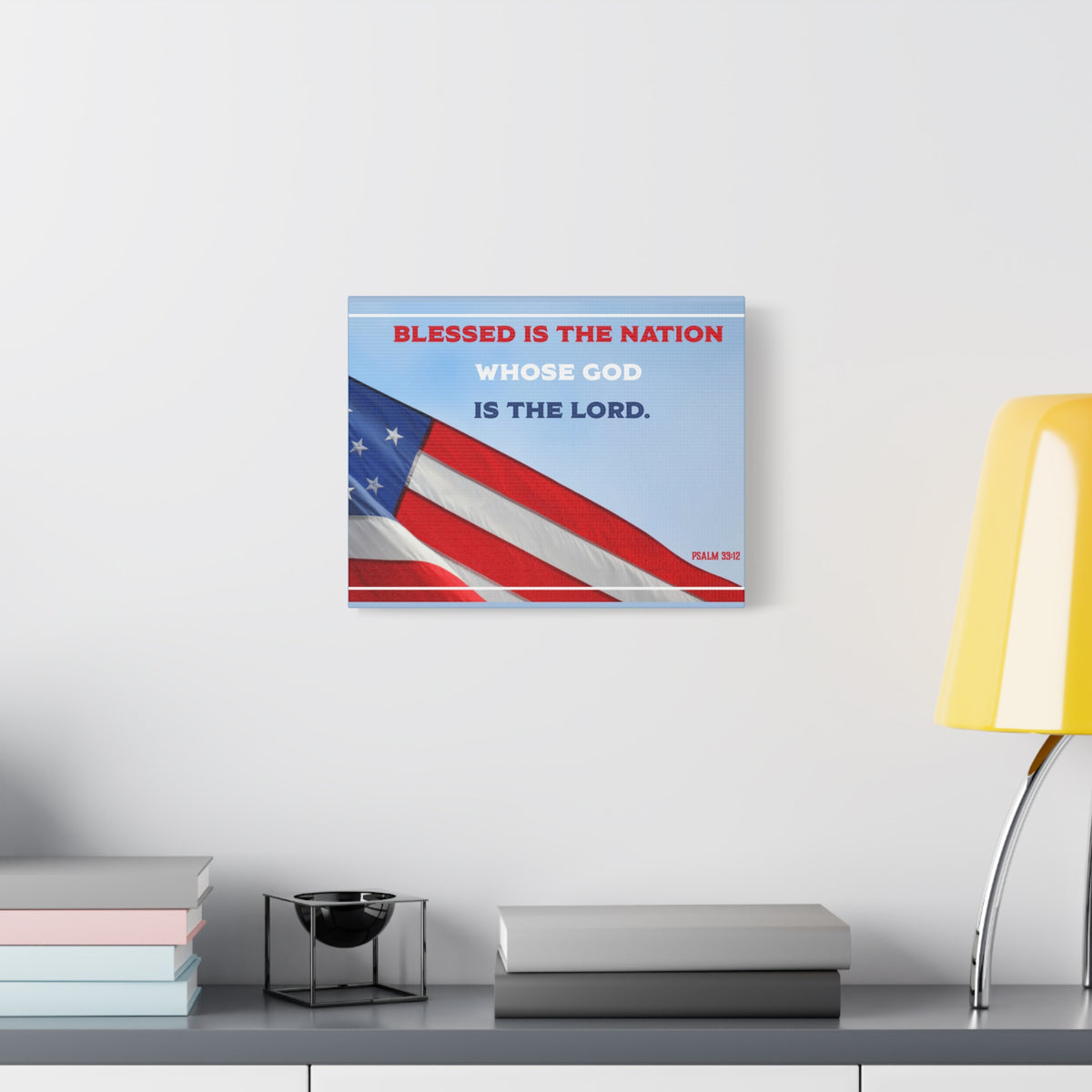 Scripture Canvas Blessed Is The Nation Psalm 33:12 Christian Wall Art Bible Verse Print Ready to Hang-Express Your Love Gifts
