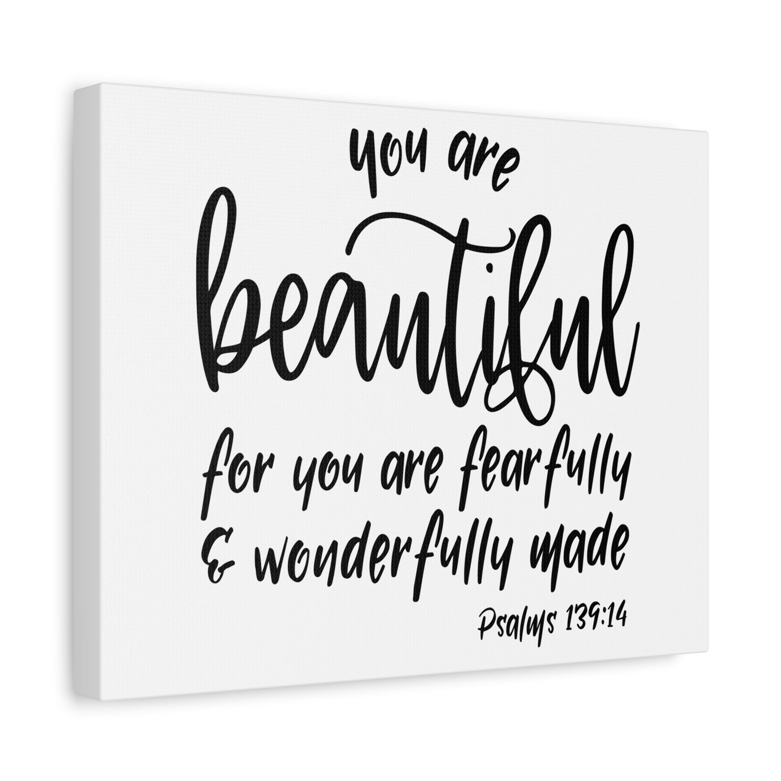 Scripture Canvas You Are Beautiful Psalm 139:14 Christian Wall Art Bible Verse Print Ready to Hang-Express Your Love Gifts