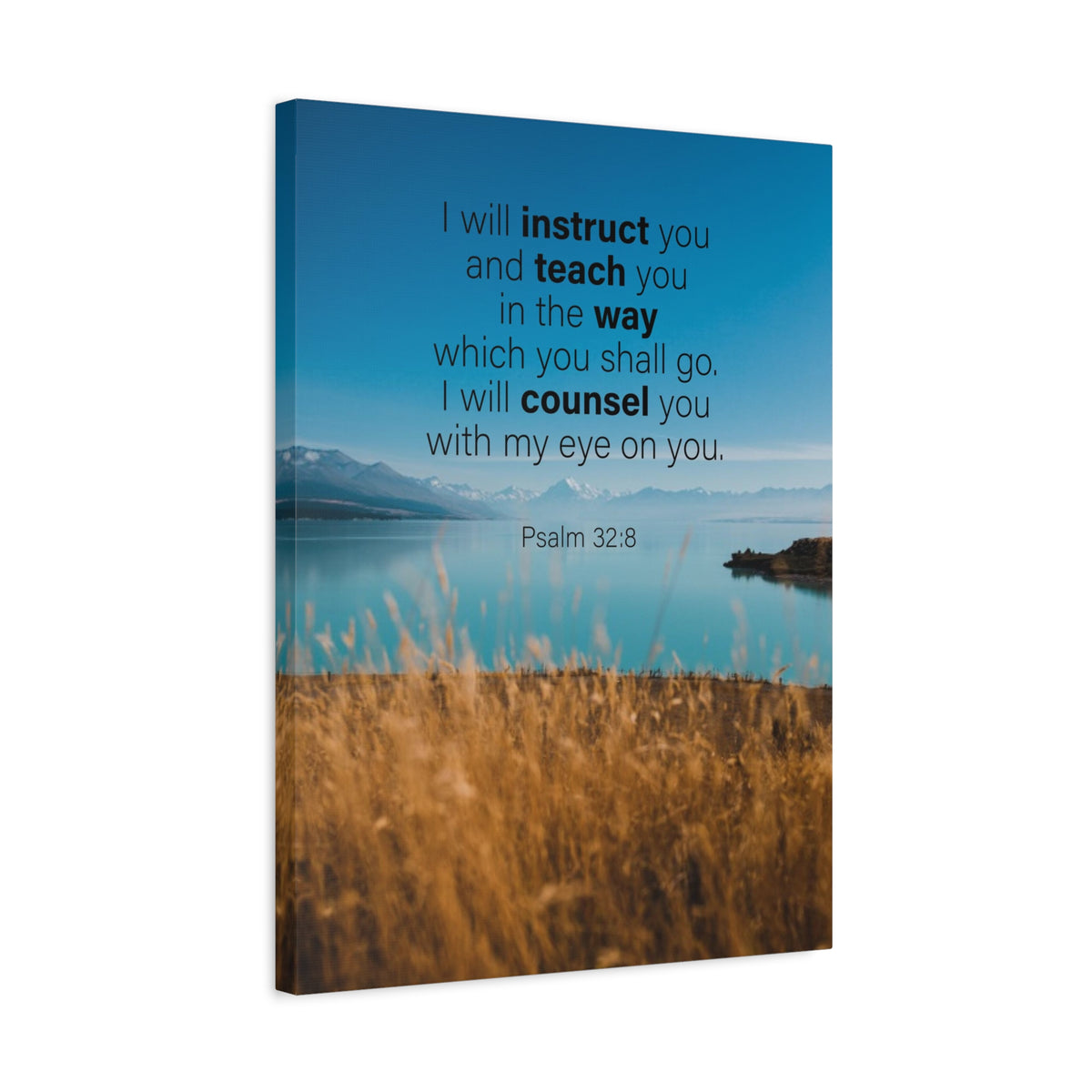 Scripture Canvas God's Instruction Psalm 32:8 Christian Wall Art Bible Verse Print Ready to Hang-Express Your Love Gifts