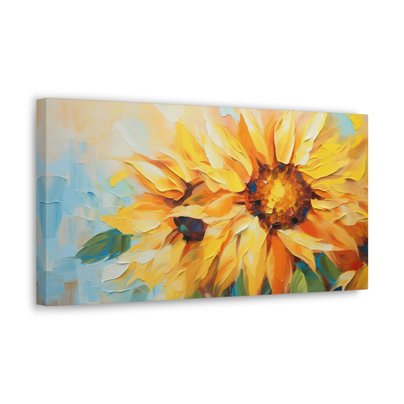 Sunflower Acrylic Painting Contemporary Blossom Canvas Wall Art for Home Decor Ready-to-Hang-Express Your Love Gifts