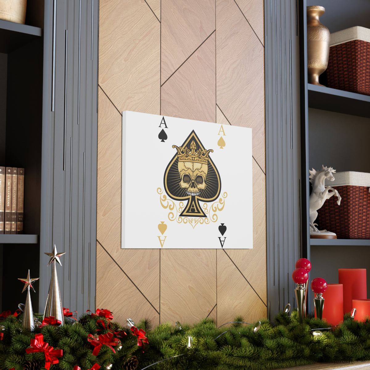 Gothic Ace Of Spades Playing Card Canvas Wall Art for Home Decor Ready-to-Hang-Express Your Love Gifts