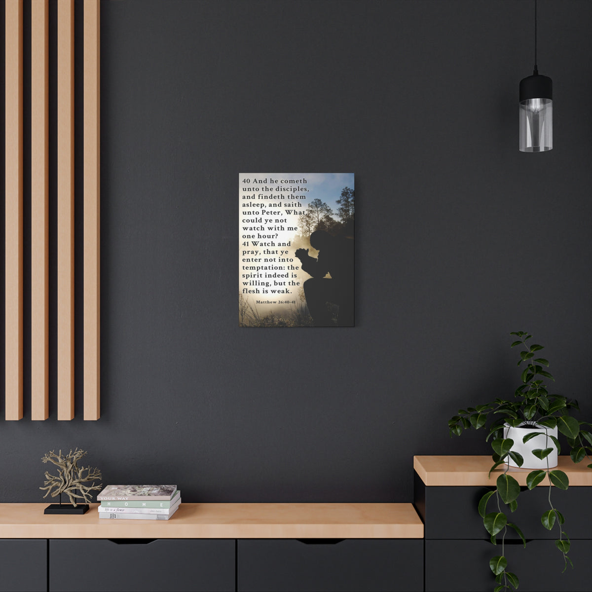 Matthew 26:40-41 Watch and Pray Bible Verse Canvas – Christian Wall Art, Ready to Hang-Express Your Love Gifts