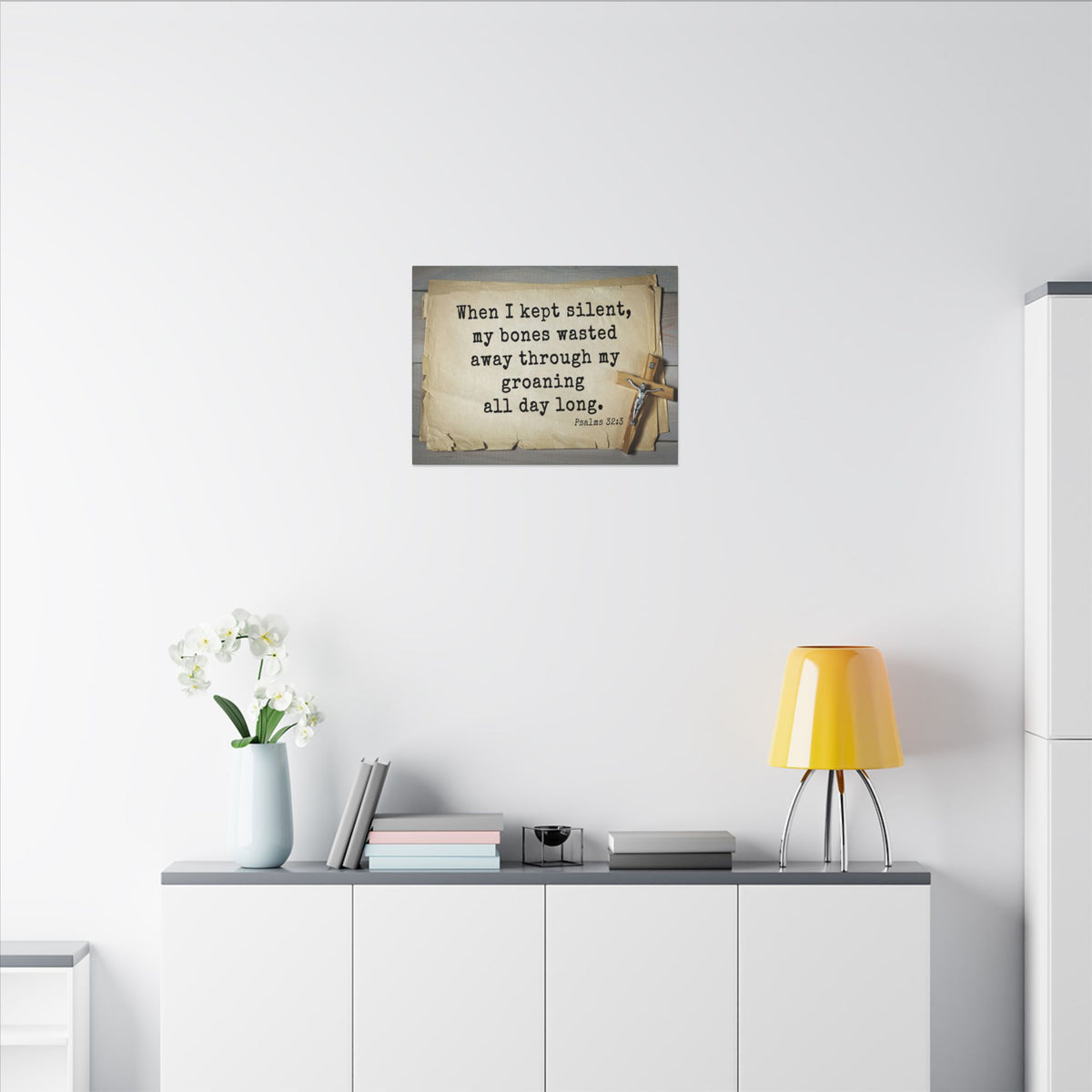 Scripture Walls All Day Long Psalms 32:3 Bible Verse Canvas Christian Wall Art Ready to Hang-Express Your Love Gifts