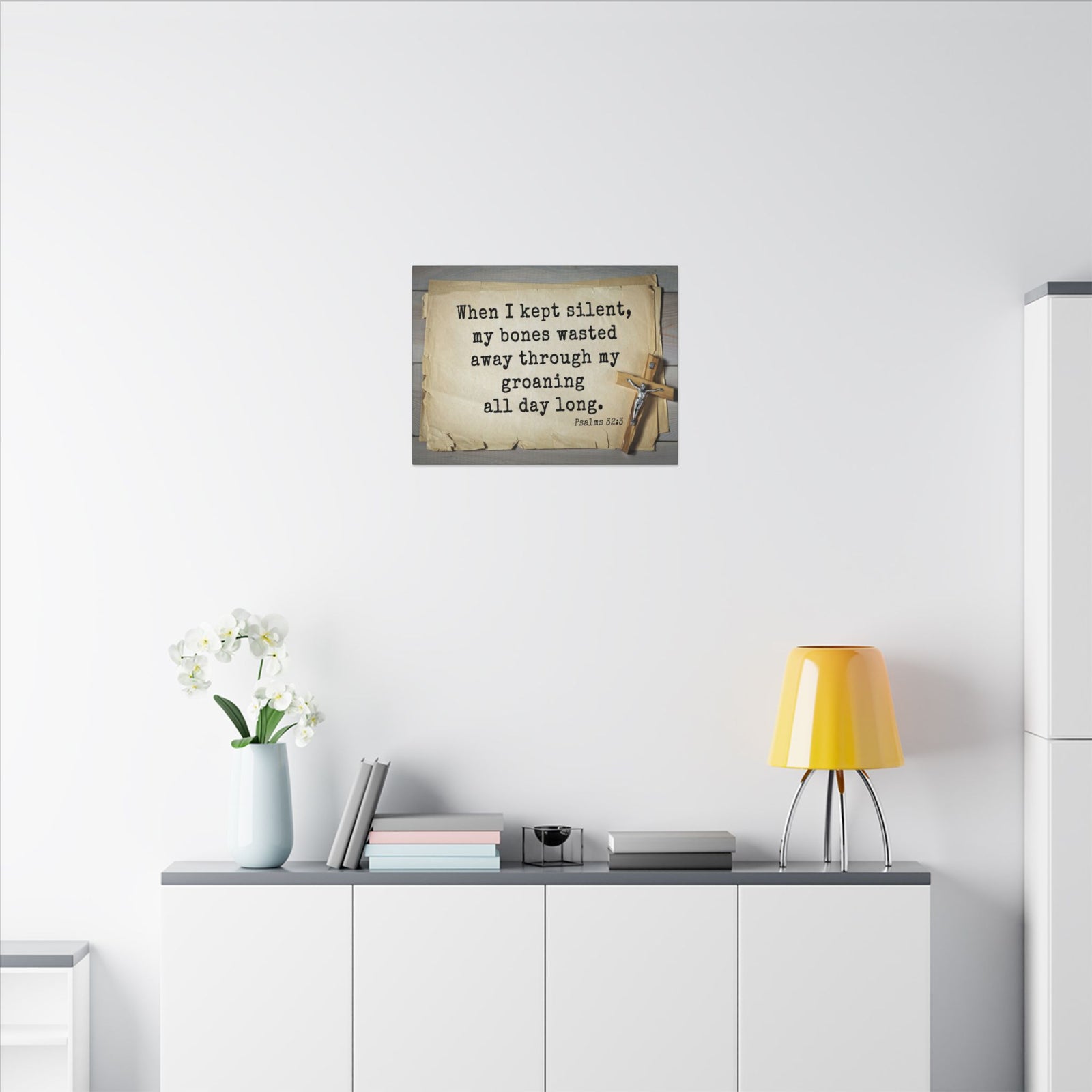Scripture Walls All Day Long Psalms 32:3 Bible Verse Canvas Christian Wall Art Ready to Hang-Express Your Love Gifts