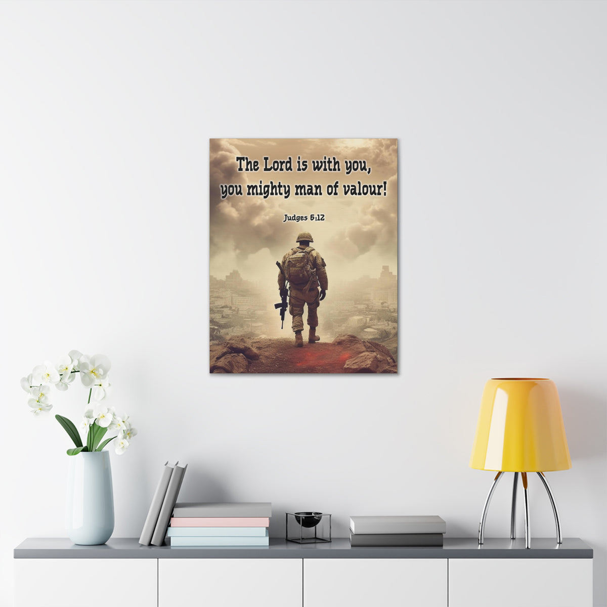 Scripture Walls Divine Valor: A Soldier's Journey Judges 6:12 Christian Wall Art Print Ready to Hang Unframed-Express Your Love Gifts