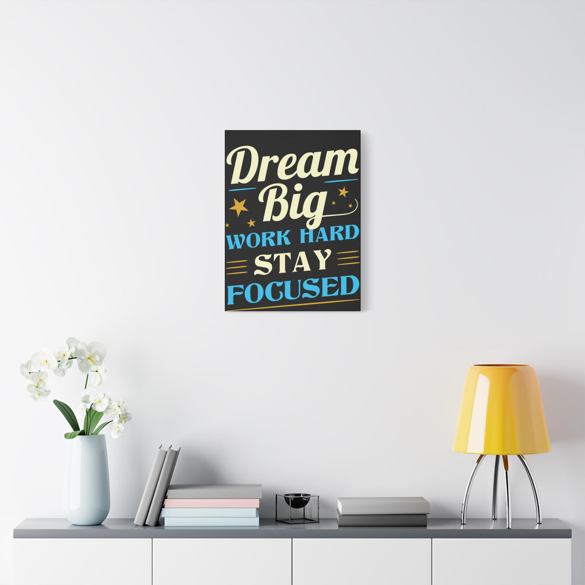 Dream Big Work Hard Stay Focused Inspirational Motivational Quote Canvas Wall Art for Home Decor Ready-to-Hang-Express Your Love Gifts