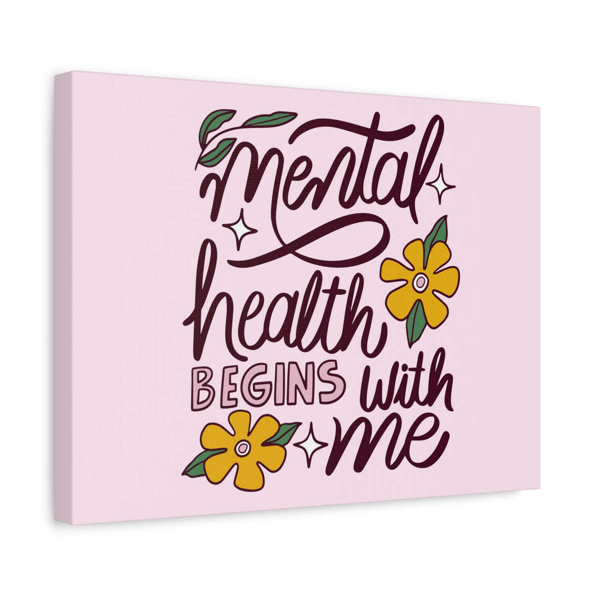 Inspirational Quote Canvas Mental Health Begins With Me Wall Art Motivational Motto Inspiring Prints Artwork Decor Ready to Hang-Express Your Love Gifts