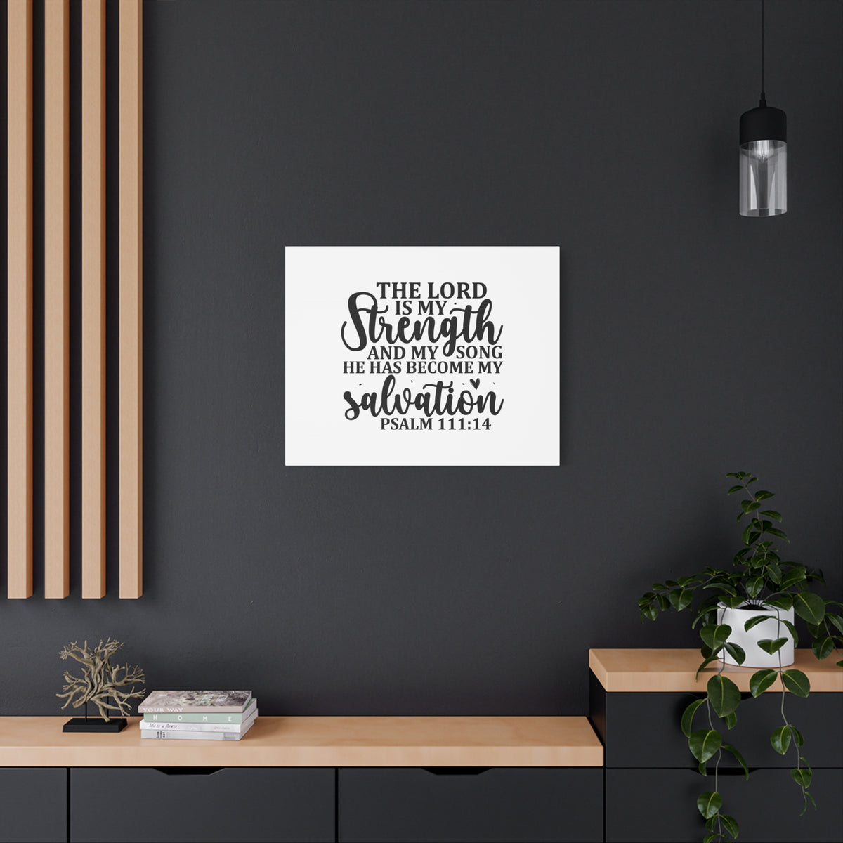 Scripture Canvas The Lord Is My Strength Psalm 111:14 Christian Wall Art Bible Verse Print Ready to Hang-Express Your Love Gifts