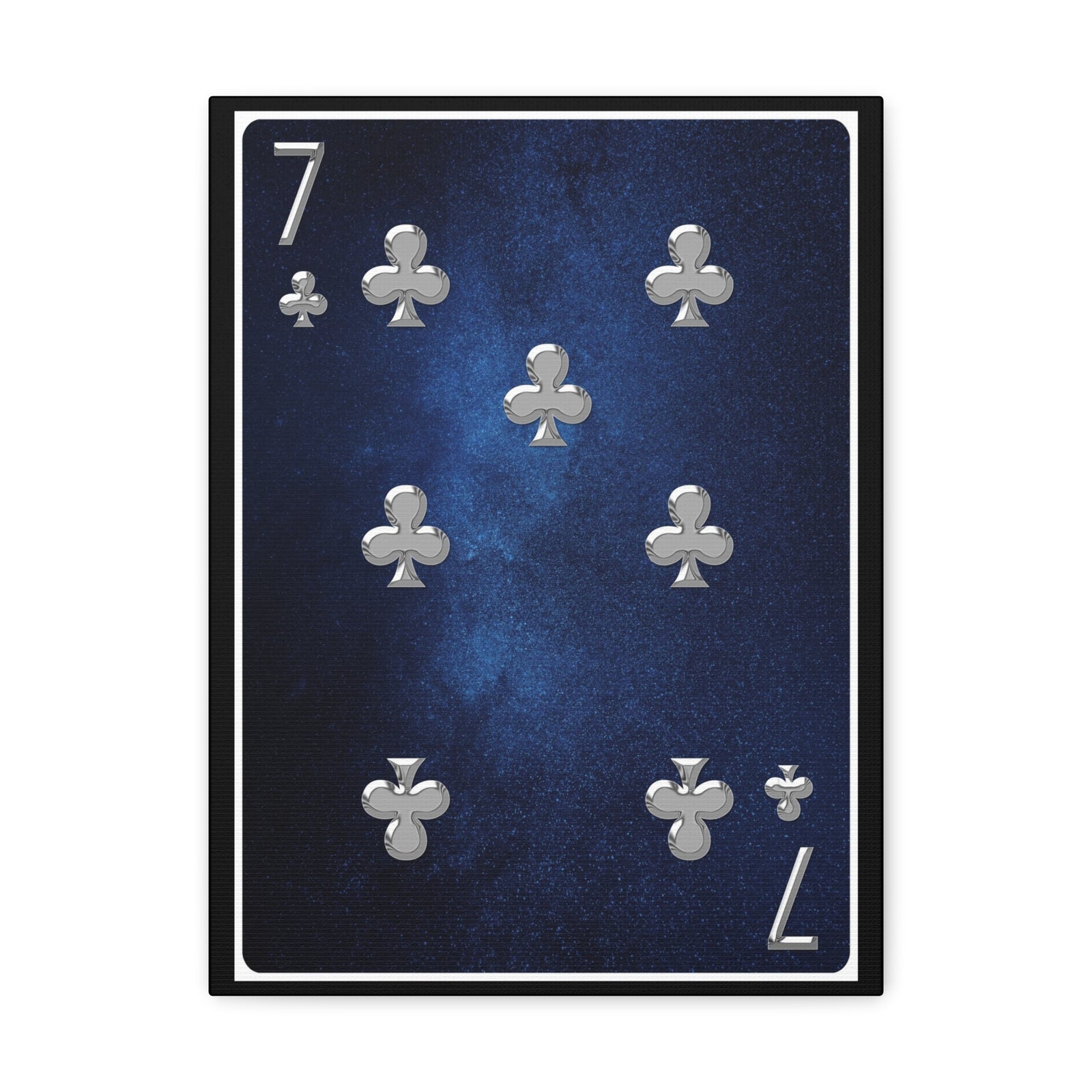 Seven Of Clubs Space Background Playing Card Canvas Wall Art for Home Decor Ready-to-Hang-Express Your Love Gifts