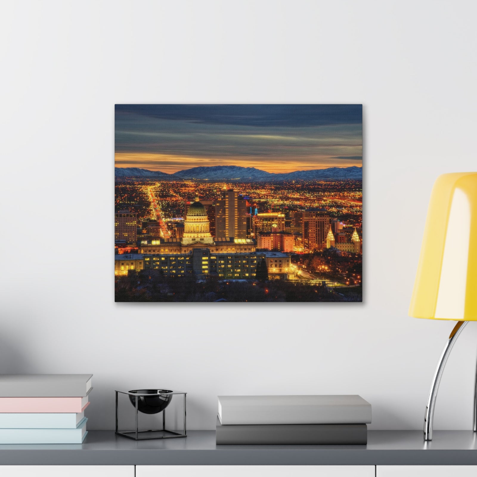 Salt Lake City Night Skyline Canvas Artwork High-Quality Breathtaking Stunning Cityscape for Home Decor Ready to Hang-Express Your Love Gifts