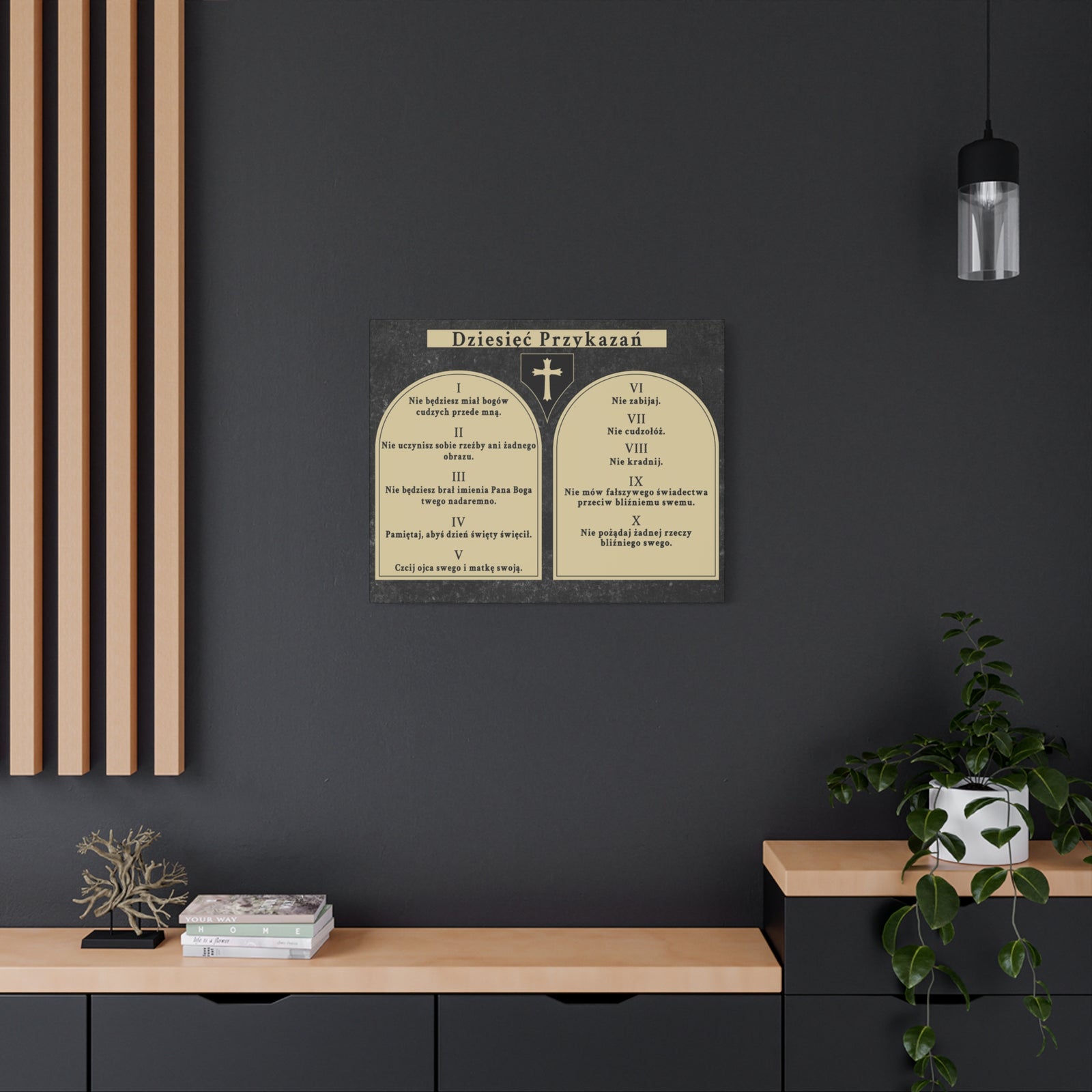 Scripture Walls Dziesięć Przykazań Ten Commandments Polish Bible Verse Canvas Christian Wall Art Ready to Hang Unframed-Express Your Love Gifts