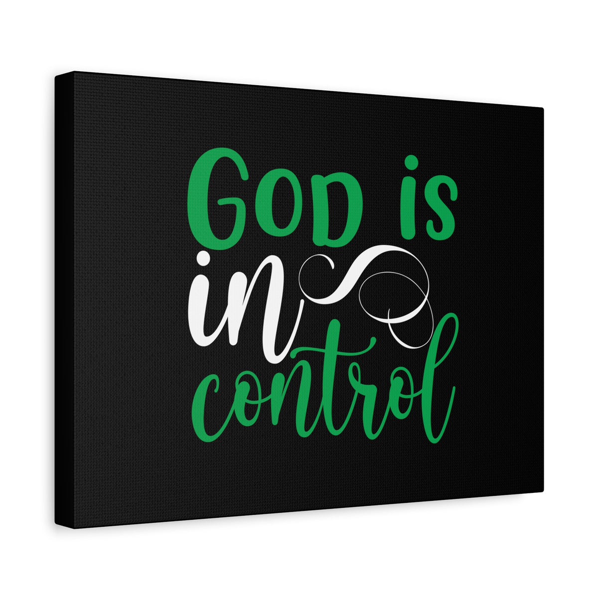 Scripture Canvas God Is In Control Psalm 27:1 Green Christian Wall Art Bible Verse Print Ready to Hang-Express Your Love Gifts