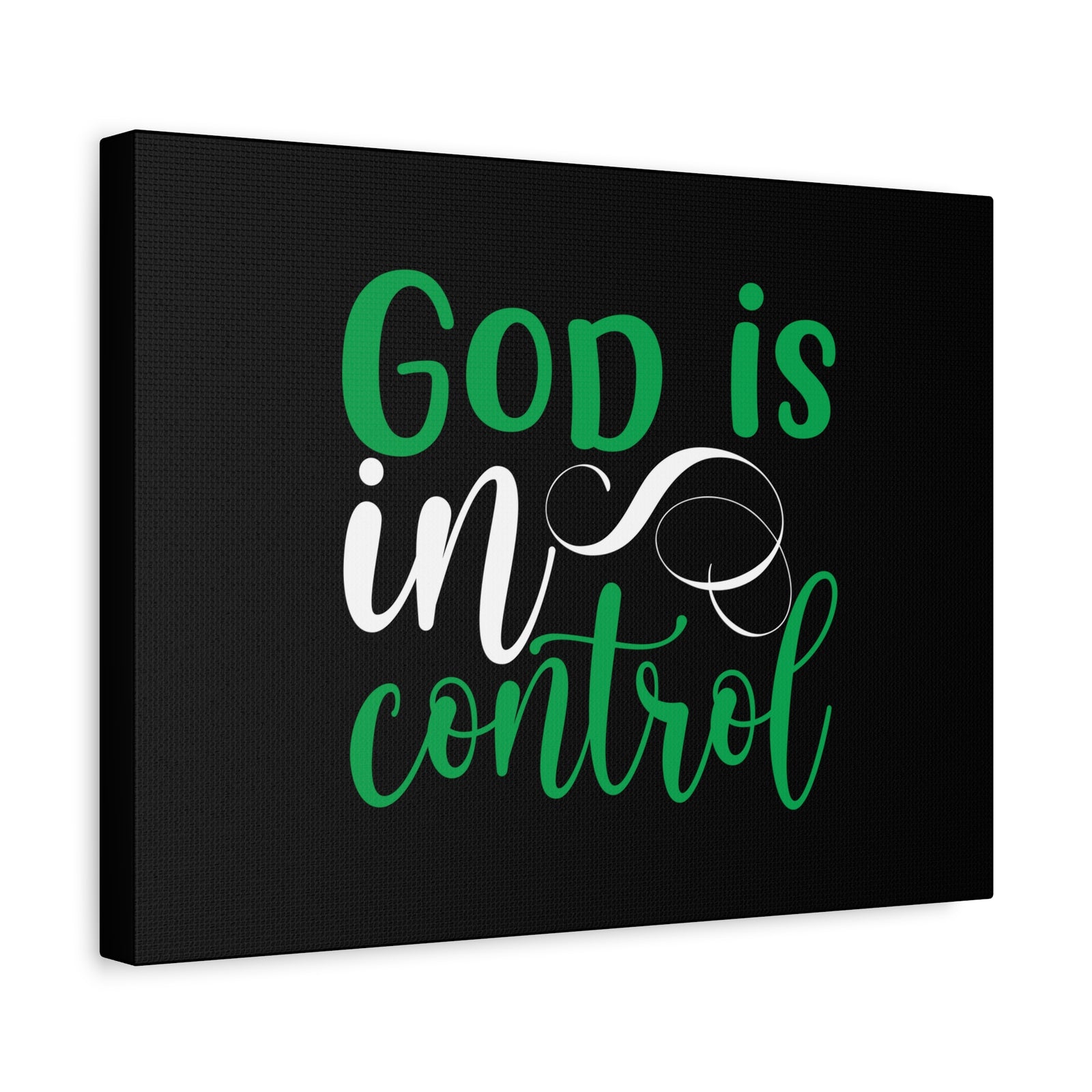 Scripture Canvas God Is In Control Psalm 27:1 Green Christian Wall Art Bible Verse Print Ready to Hang-Express Your Love Gifts