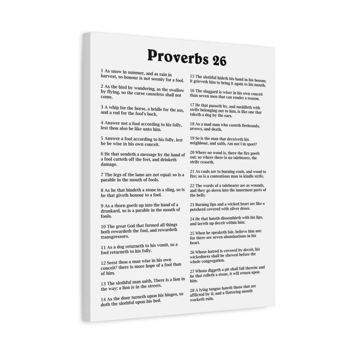 Scripture Walls Proverbs Chapter 26 White Bible Canvas Christian Wall Art Ready to Hang Unframed-Express Your Love Gifts