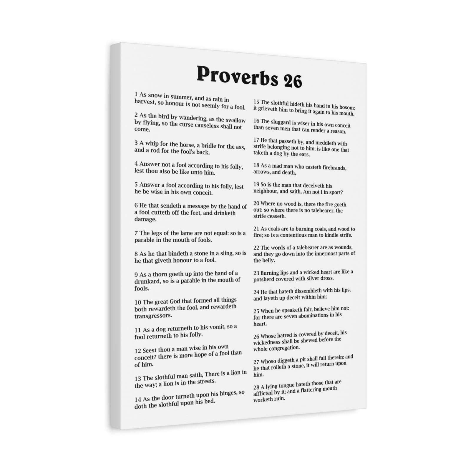 Scripture Walls Proverbs Chapter 26 White Bible Canvas Christian Wall Art Ready to Hang Unframed-Express Your Love Gifts