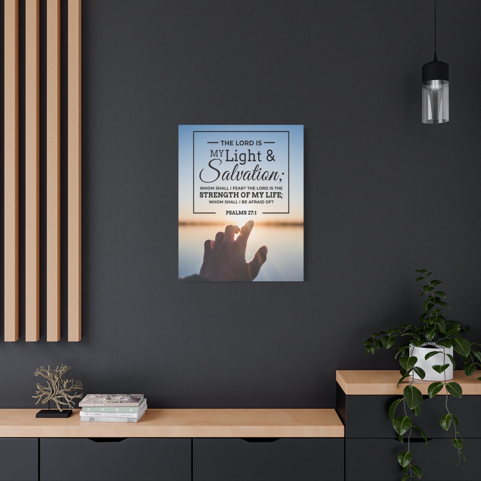 Bible Verse Canvas Light and Salvation Psalms 27:1 Christian Home Decor Scripture Art-Express Your Love Gifts